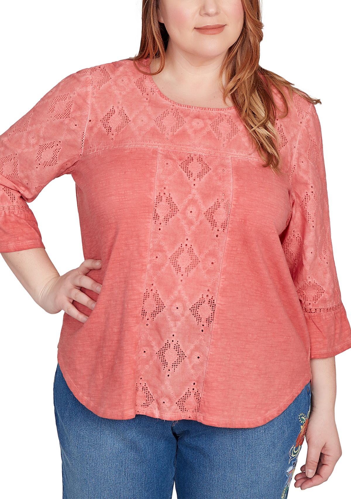 Plus Size El Paso Spliced Diamond Solid Top