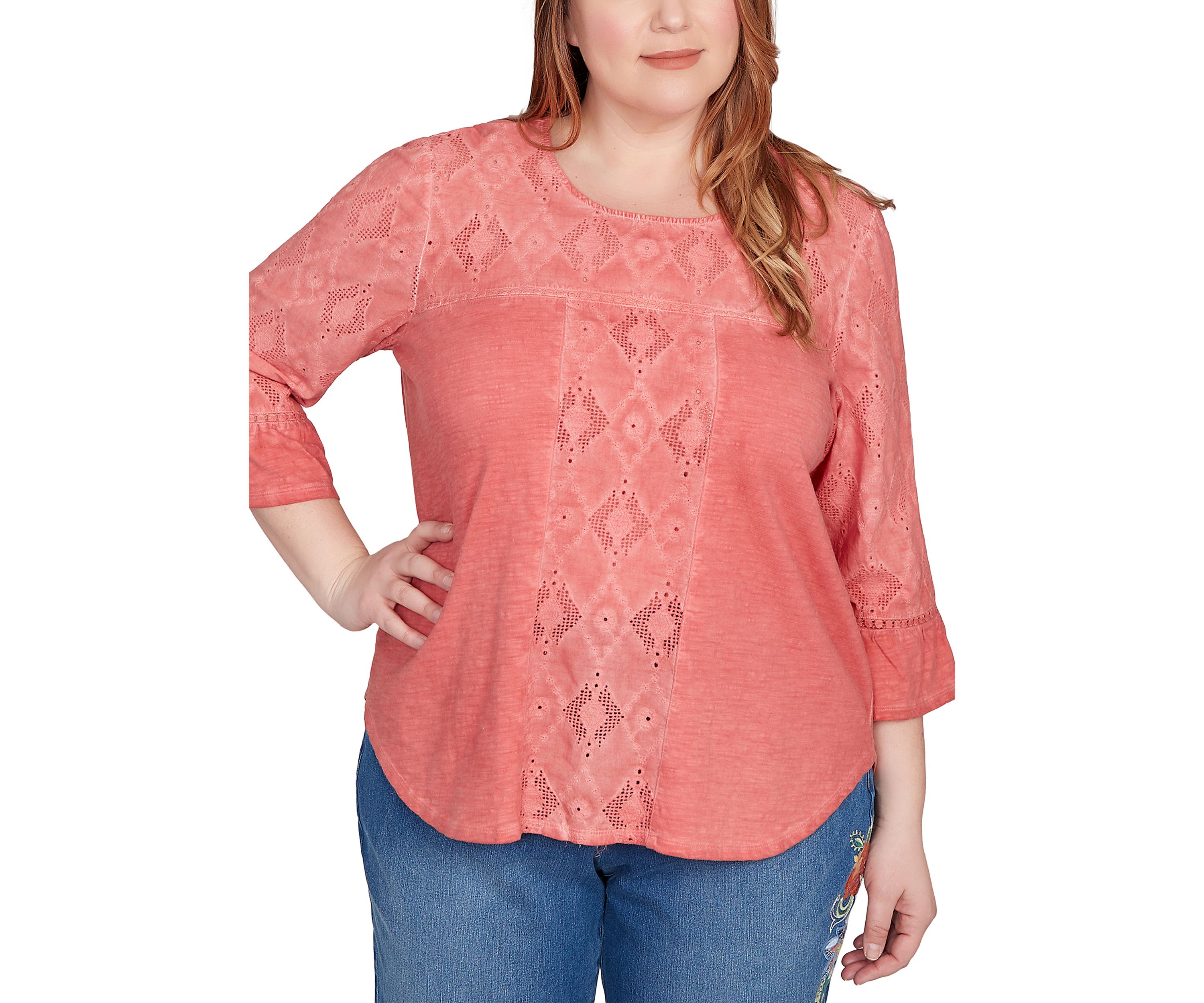 Plus Size El Paso Spliced Diamond Solid Top