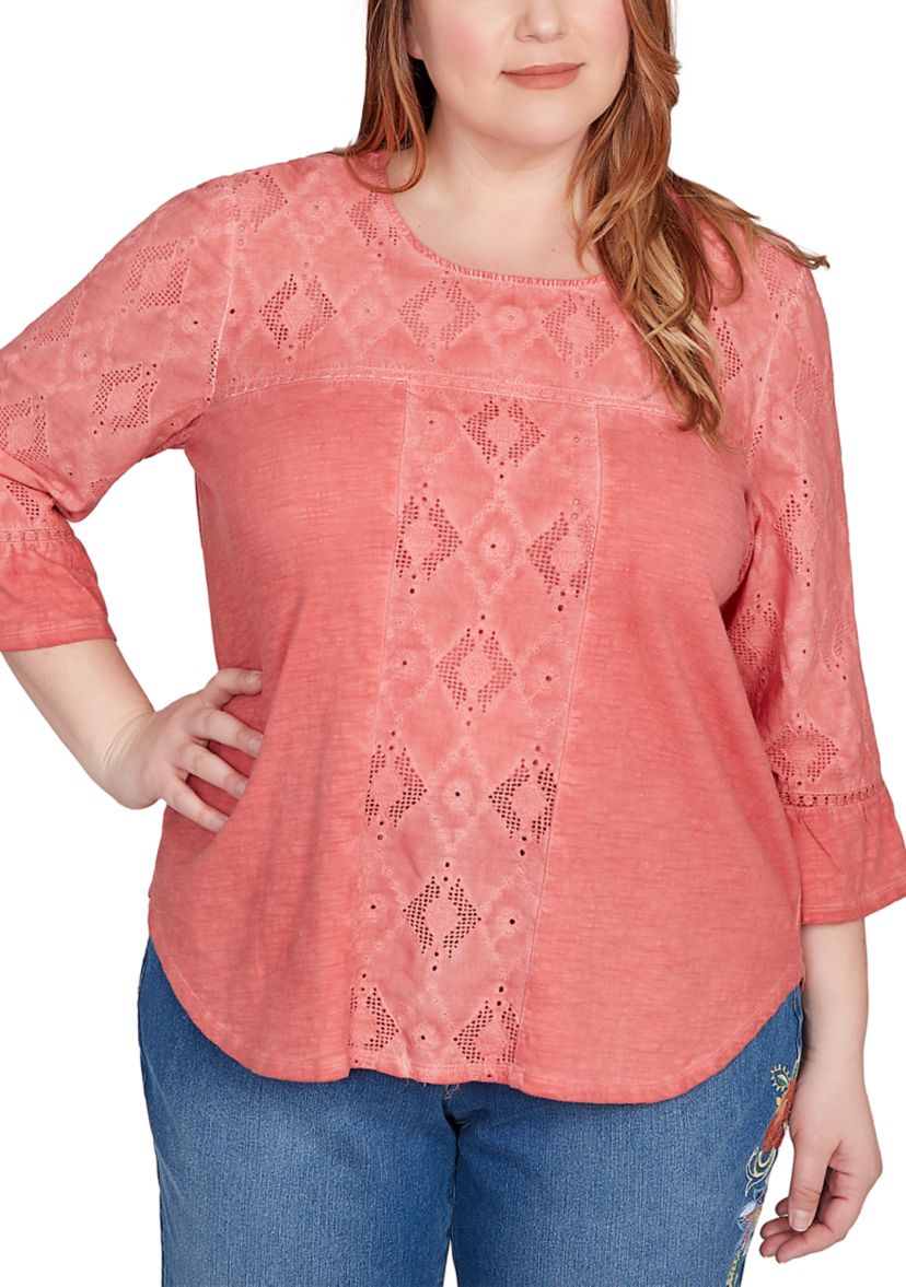 Plus Size El Paso Spliced Diamond Solid Top