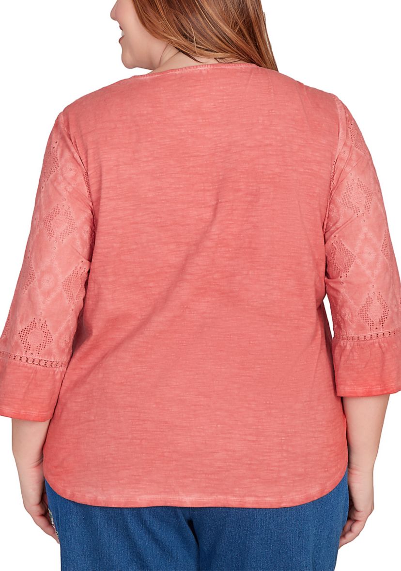 Plus Size El Paso Spliced Diamond Solid Top