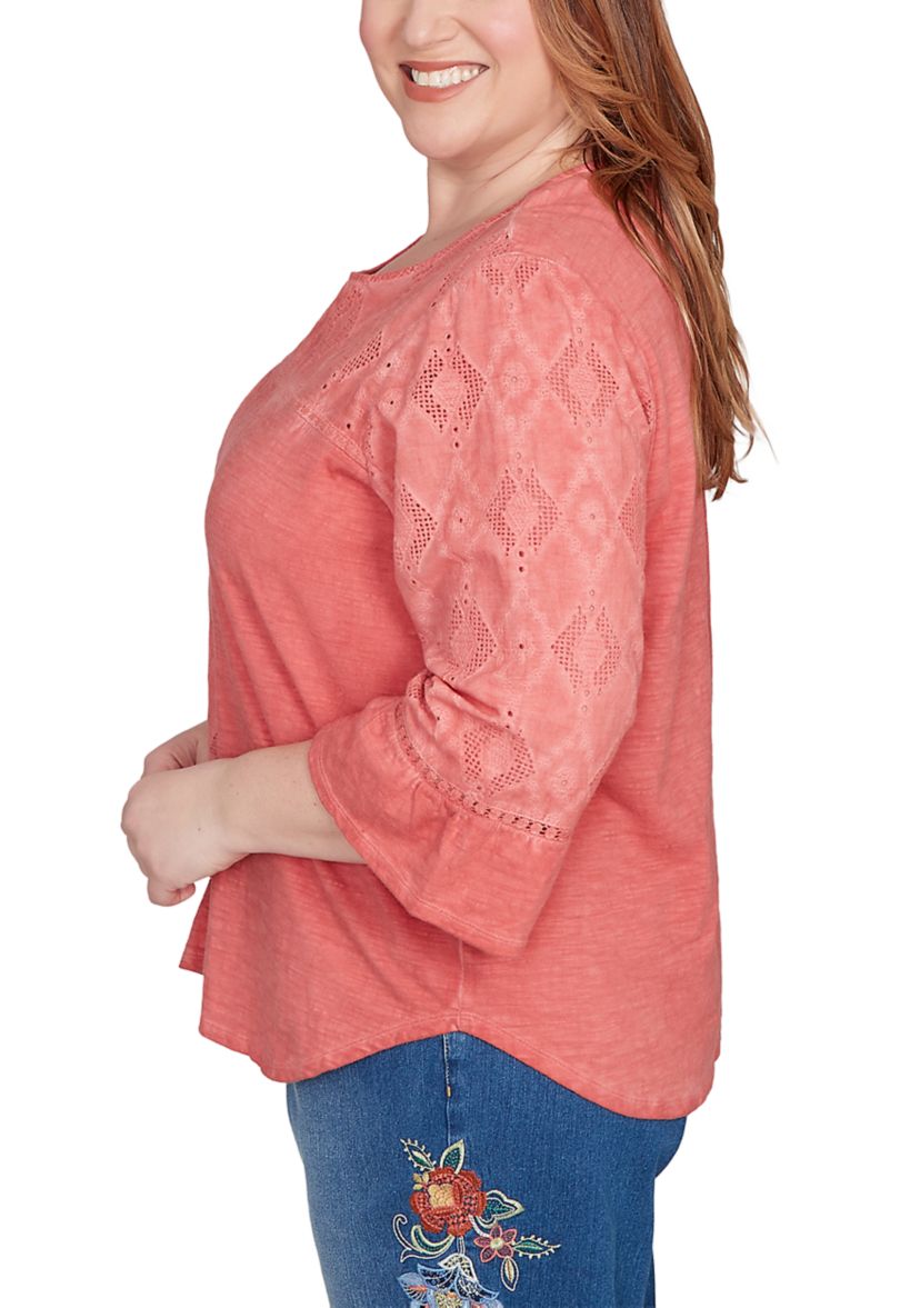 Plus Size El Paso Spliced Diamond Solid Top