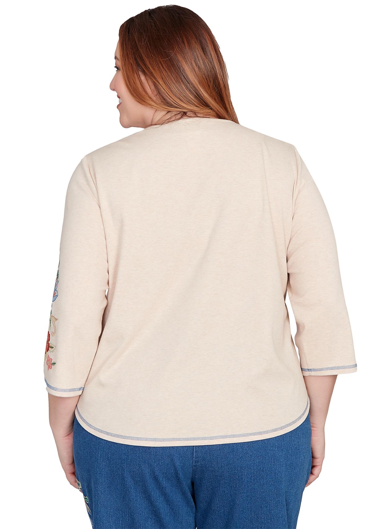Plus Size El Paso Asymmetric Flower Embroidery Top 
