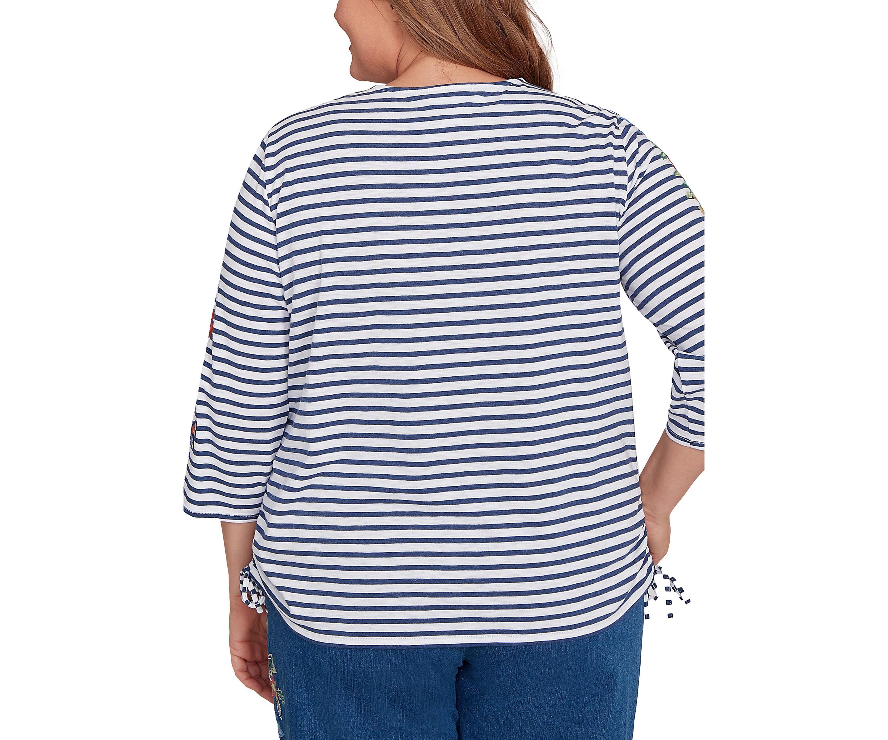 Plus Size El Paso Floral Yoke Stripe Top 