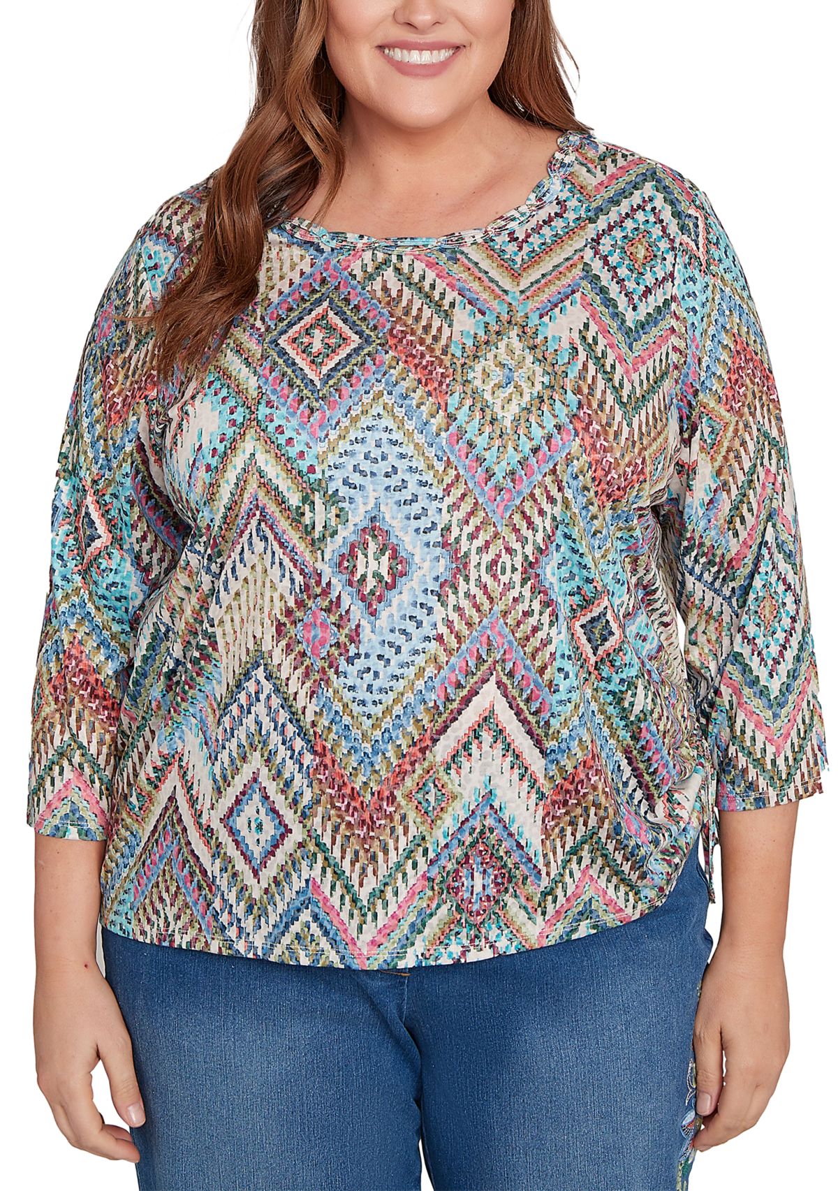 Plus Size El Paso Ikat Diamond Top