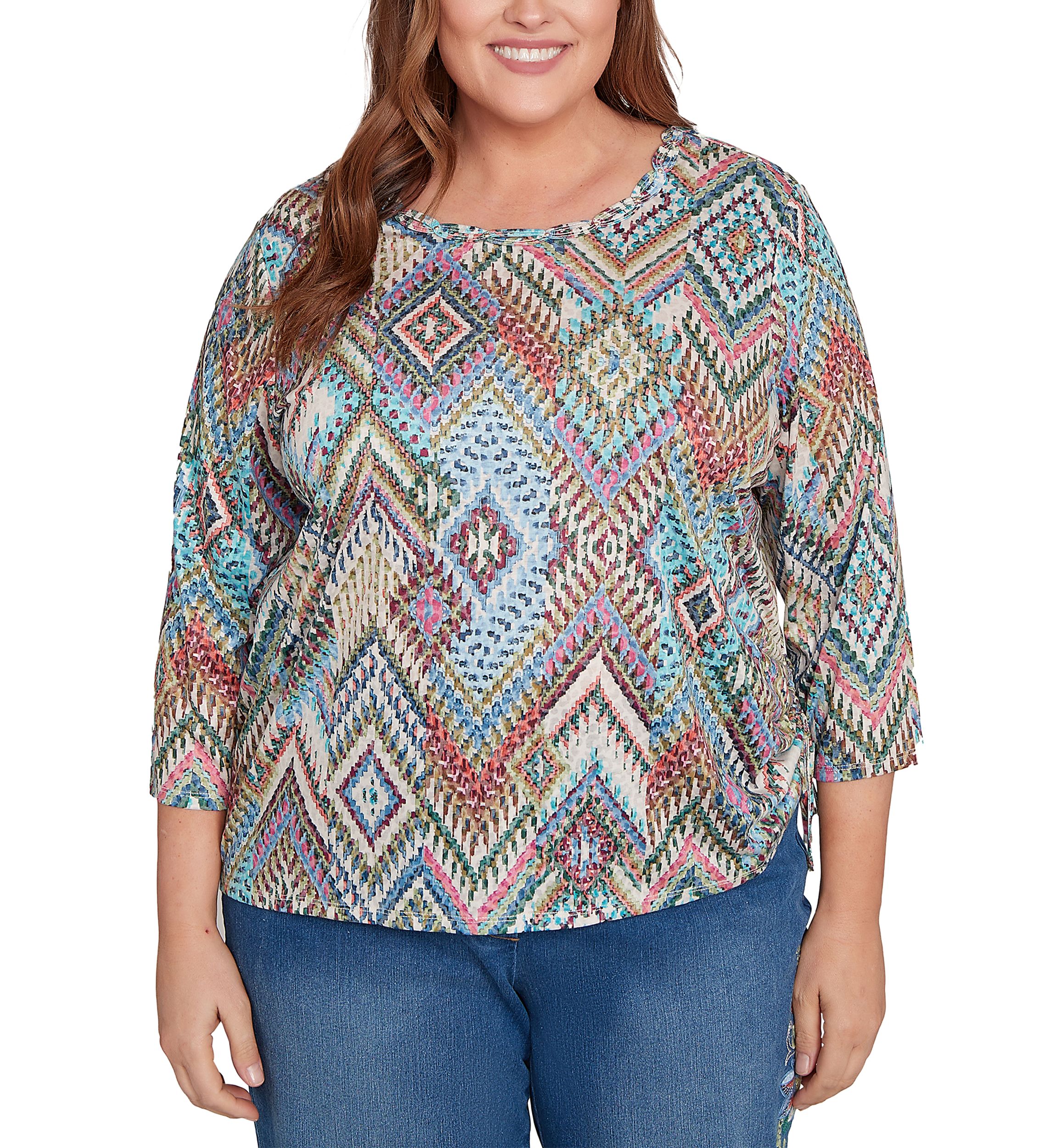 Plus Size El Paso Ikat Diamond Top