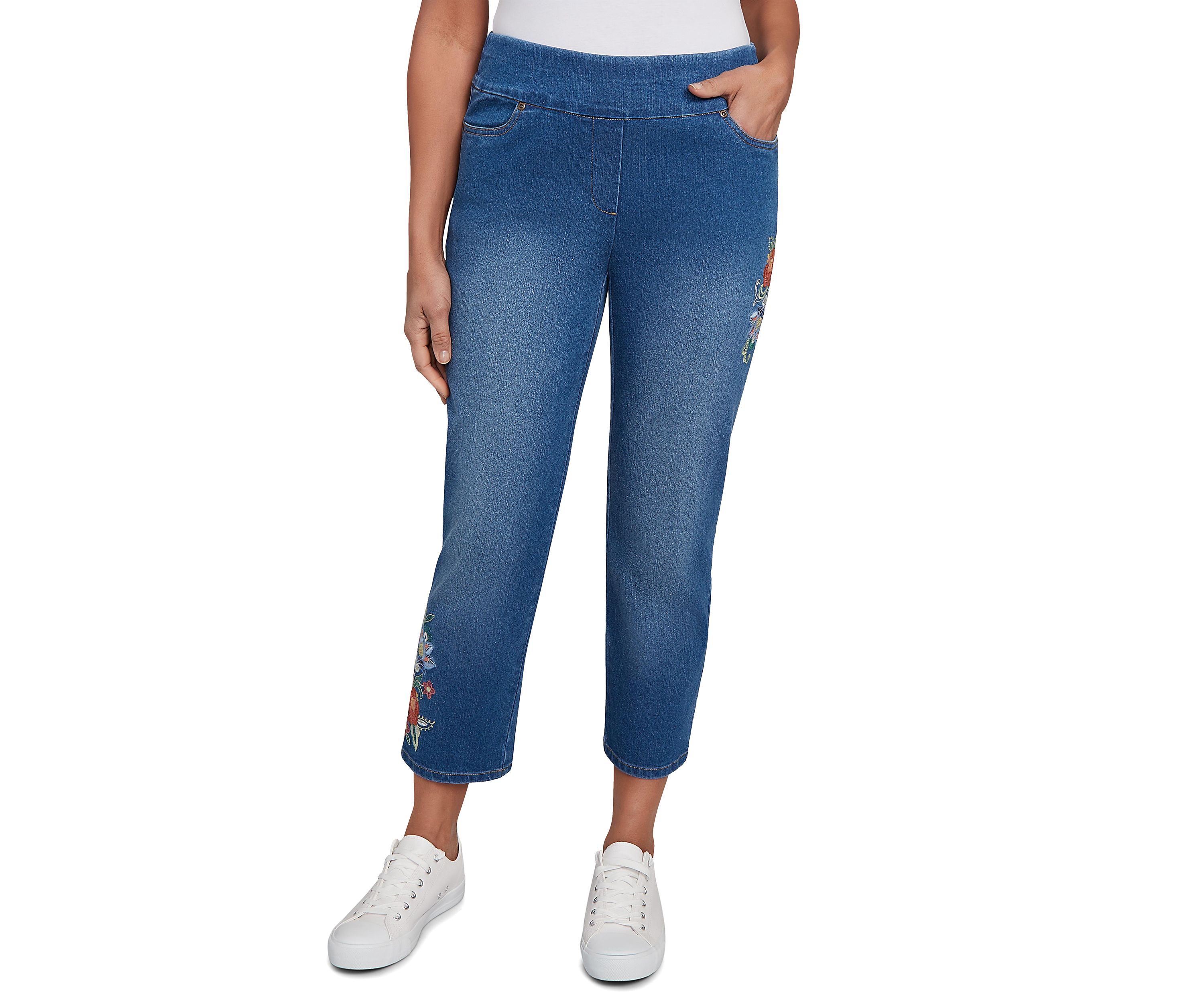 Petite El Paso Floral Embroidered Ankle Pants