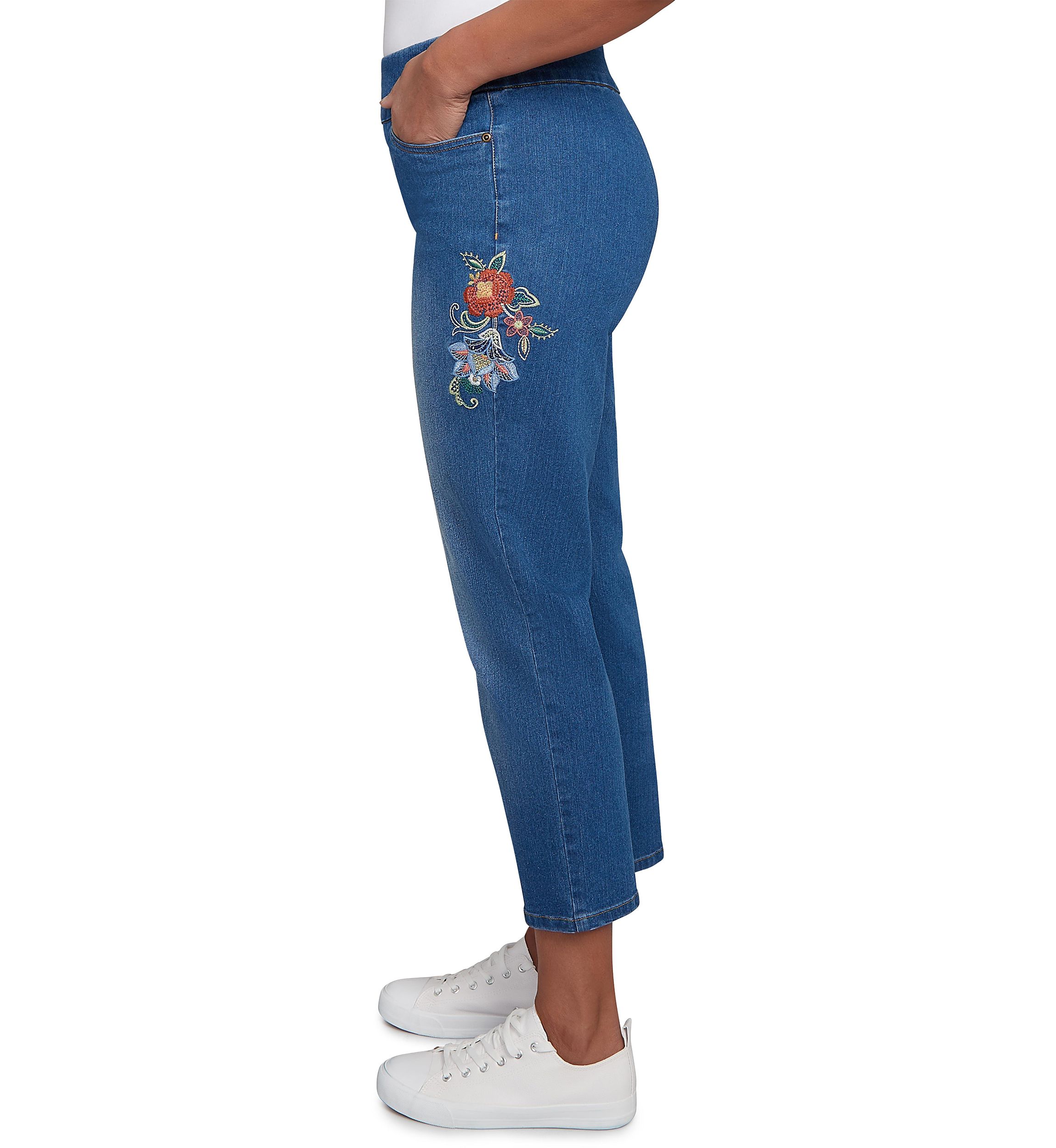 Petite El Paso Floral Embroidered Ankle Pants