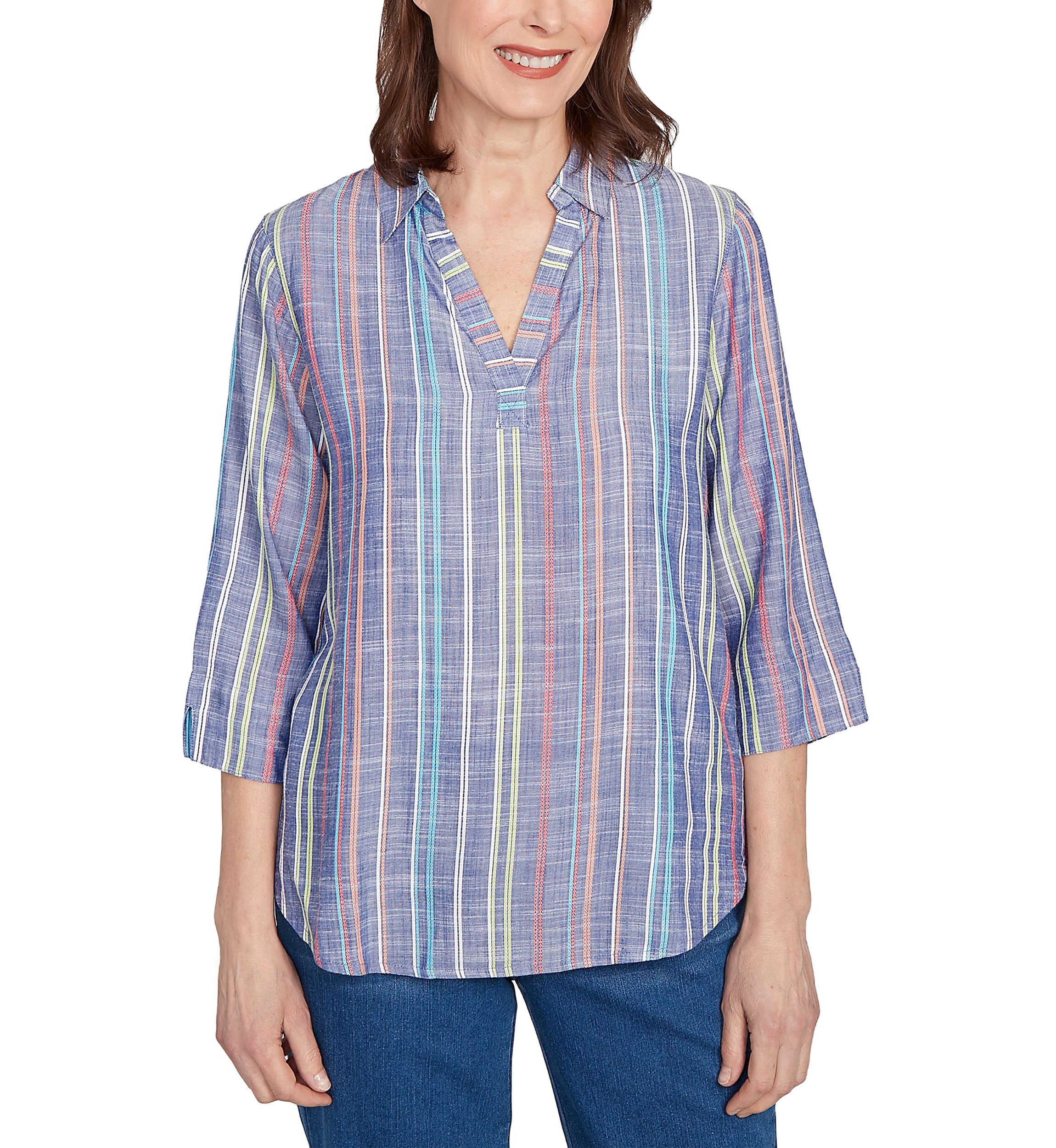 Petite El Paso Texture Multi Stripe Top 