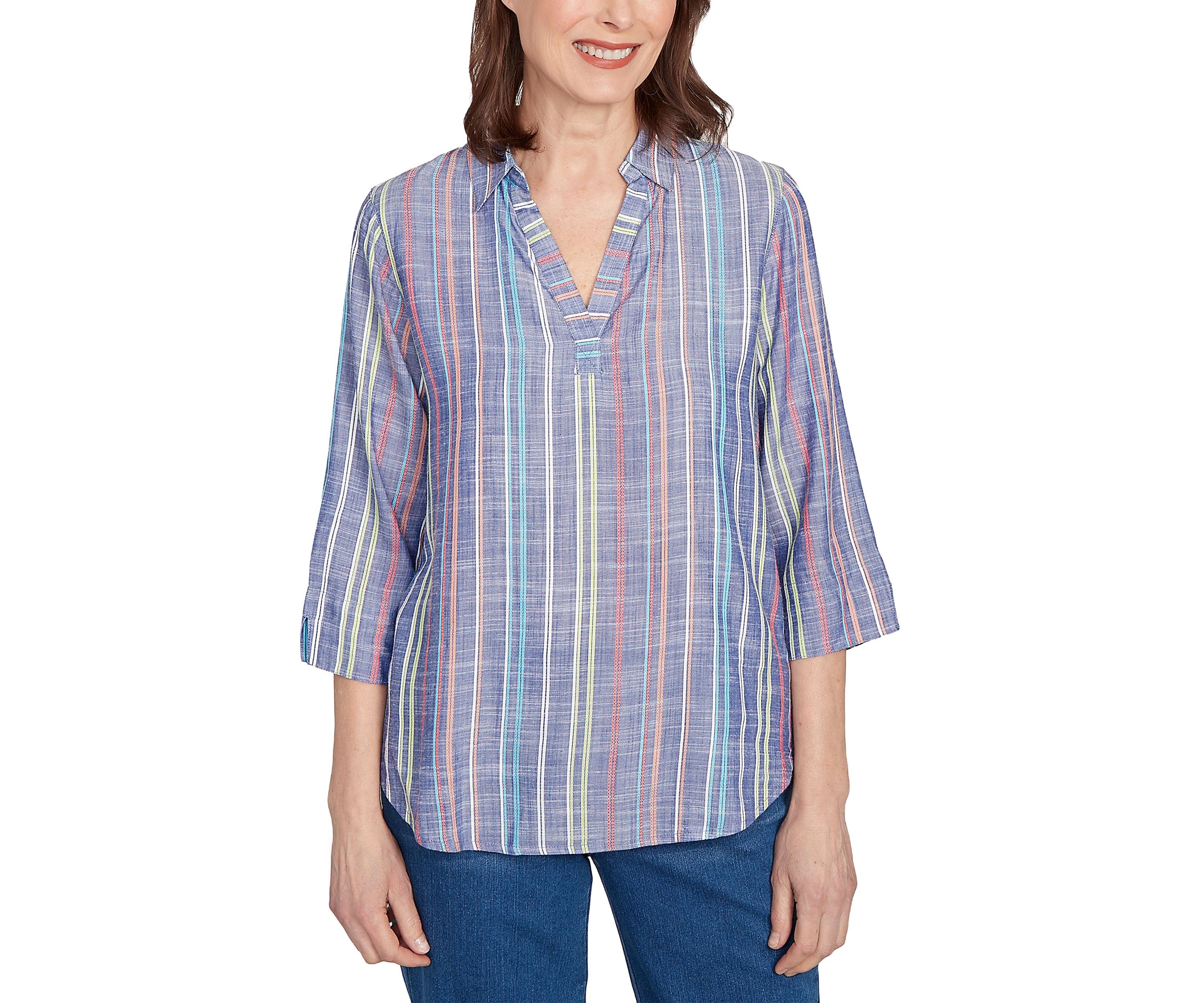 Petite El Paso Texture Multi Stripe Top 