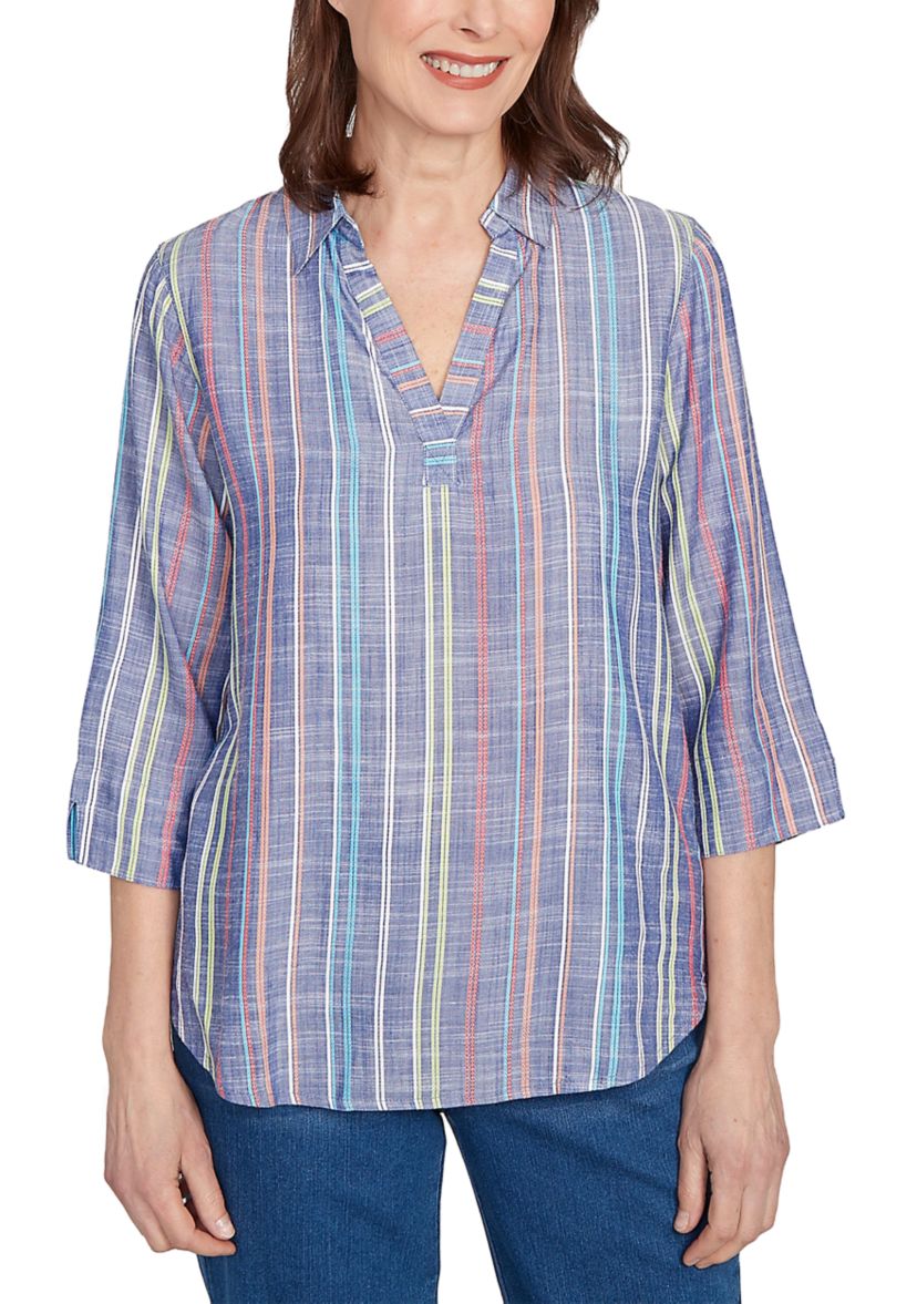 Petite El Paso Texture Multi Stripe Top 