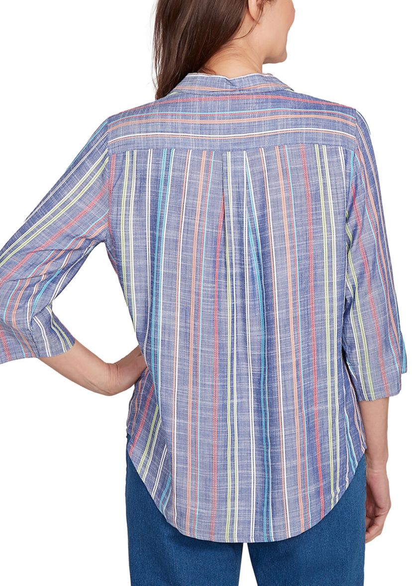 Petite El Paso Texture Multi Stripe Top 