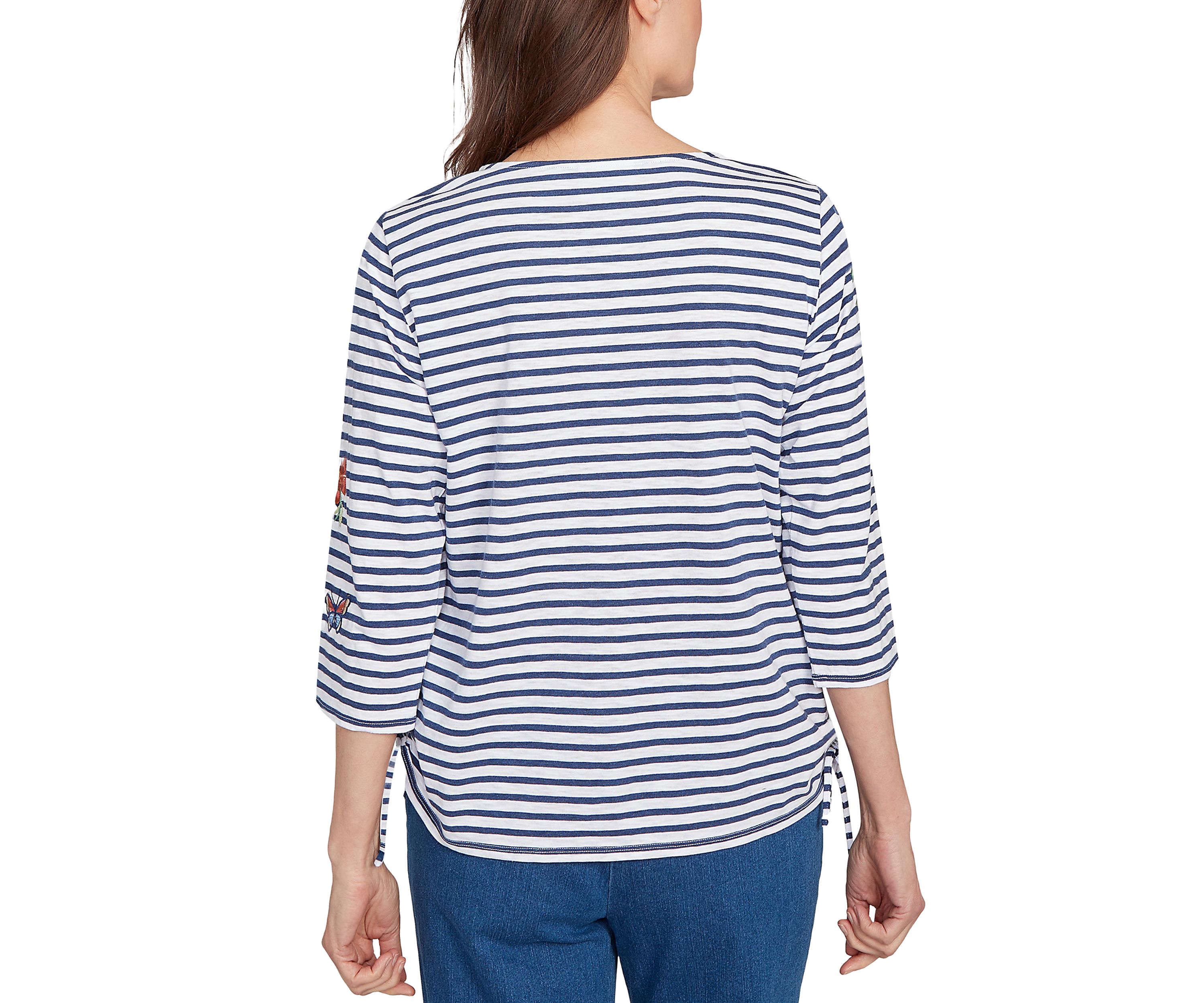 Petite El Paso Floral Yoke Stripe Top 