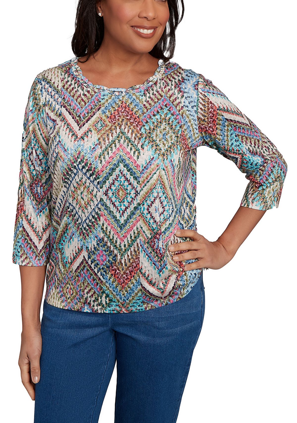 Petite El Paso Ikat Diamond Top 