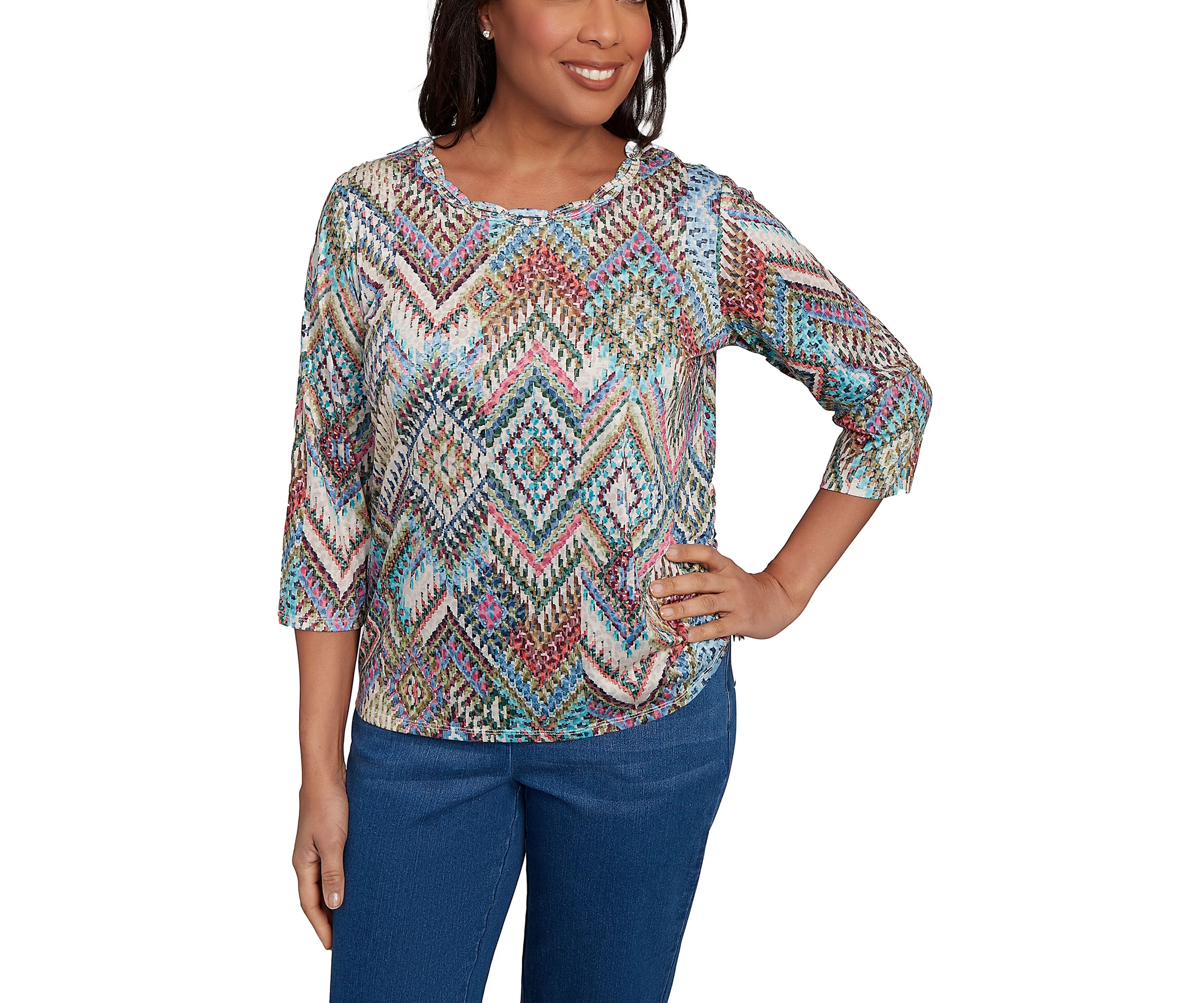 Petite El Paso Ikat Diamond Top 