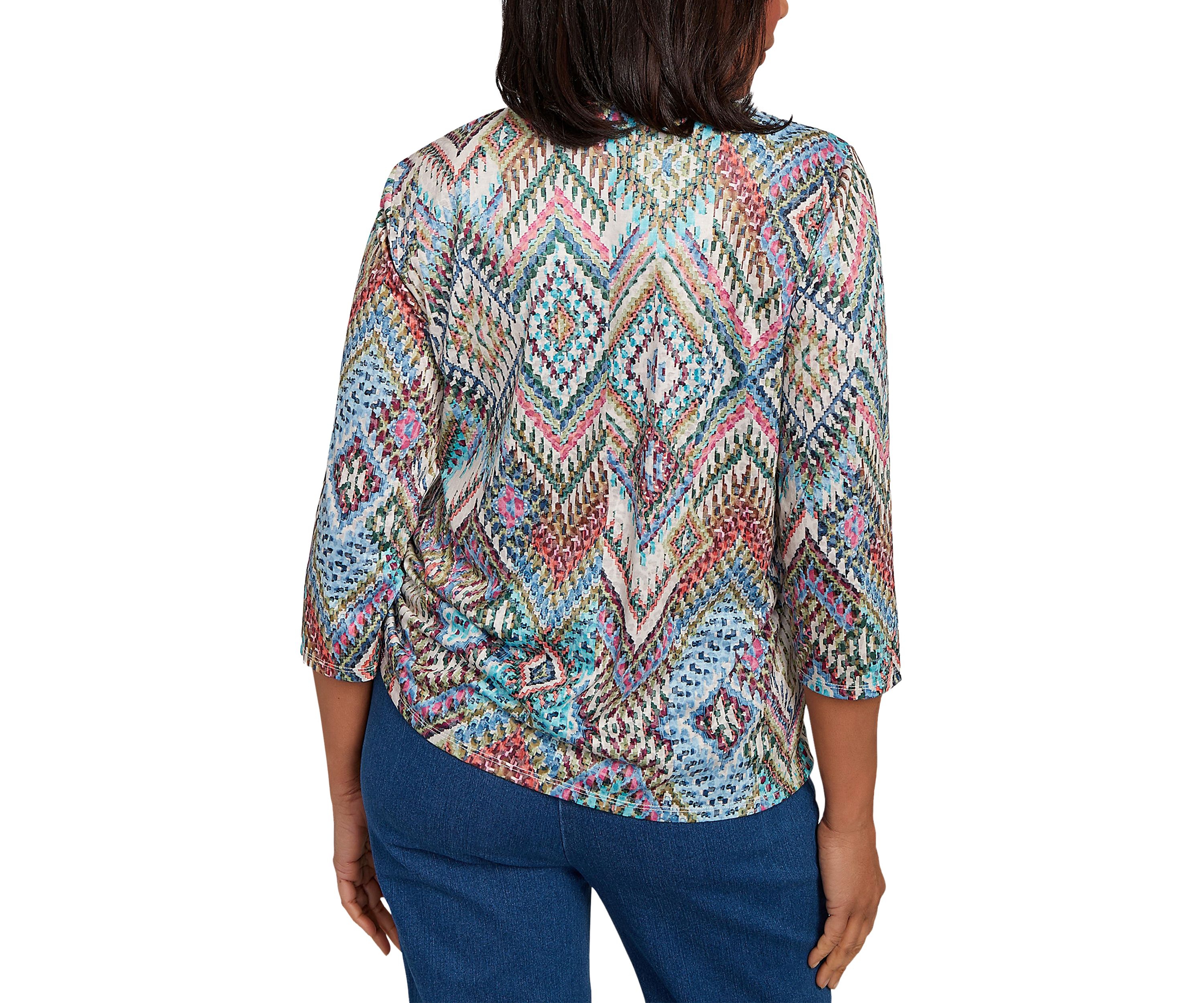 Petite El Paso Ikat Diamond Top 