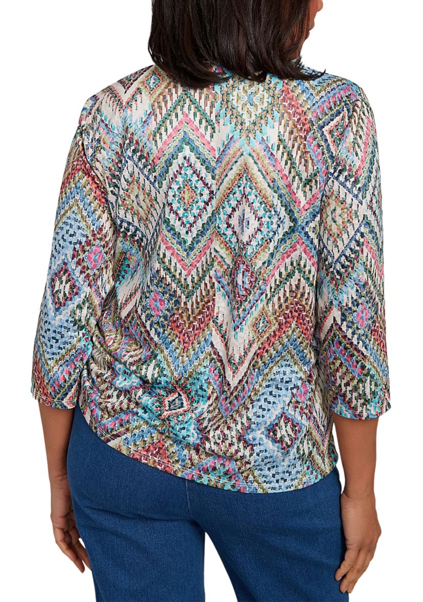 Petite El Paso Ikat Diamond Top 