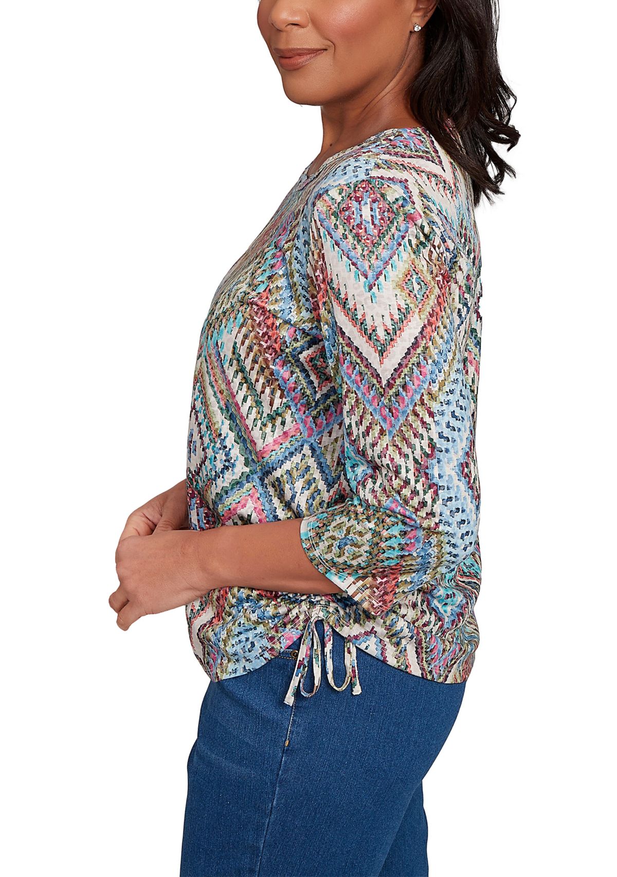 Petite El Paso Ikat Diamond Top 