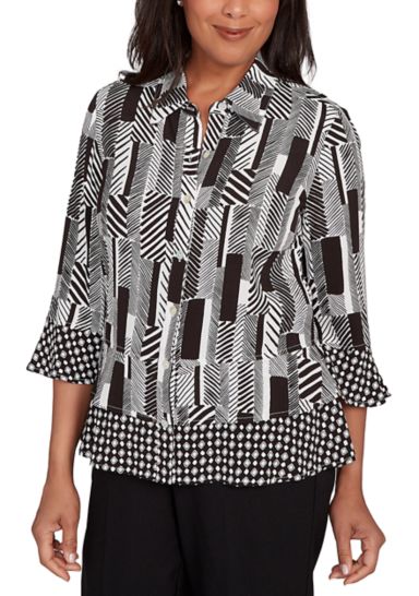 Women's Business As Usual Zebra Geo Twin Print Top