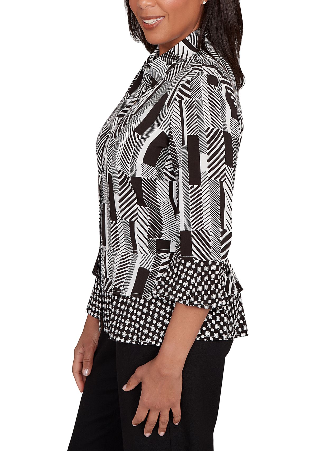 Womens Business As Usual Zebra Geo Twin Print Top