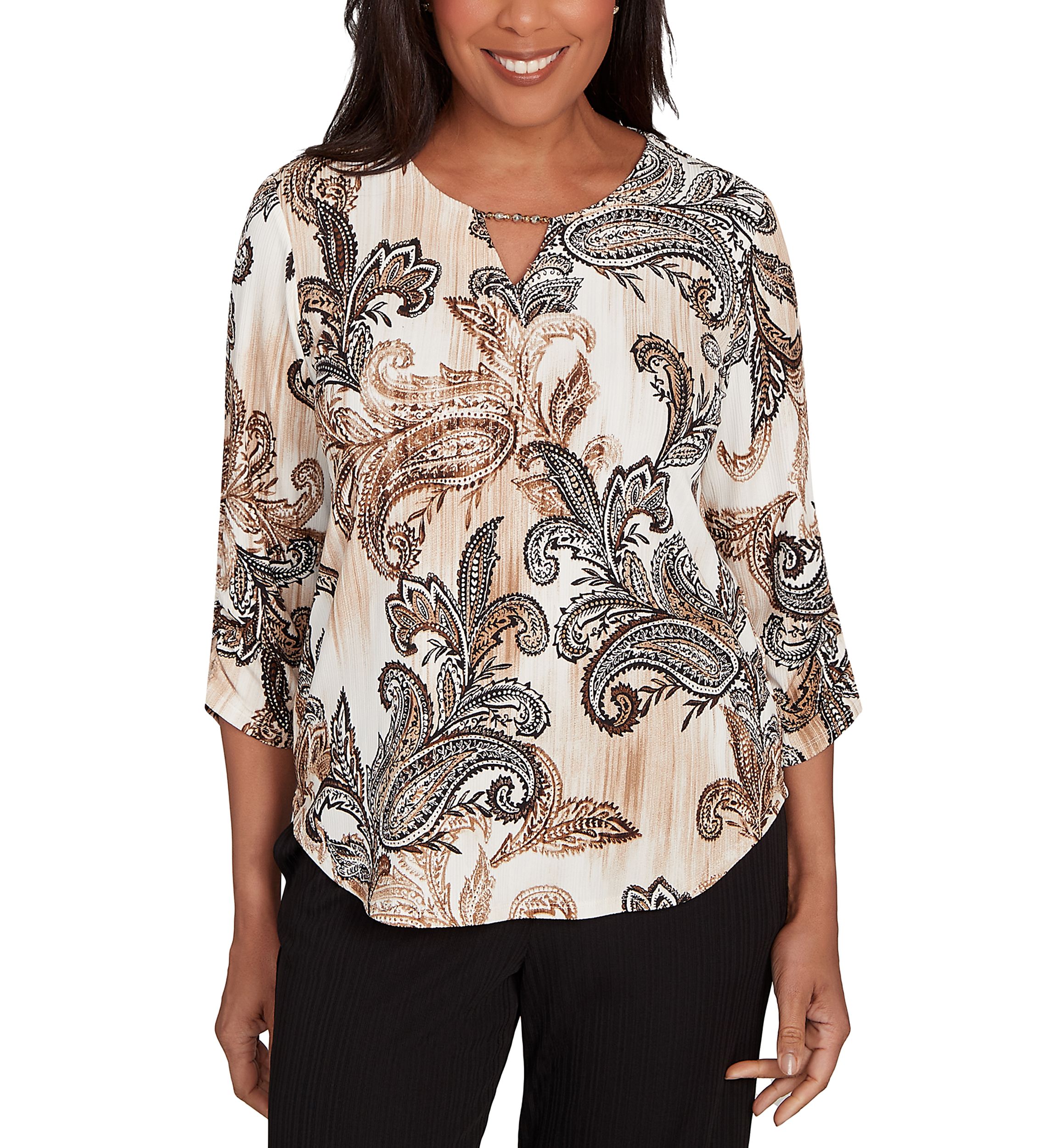 Womens Business As Usual Paisley Texture Top