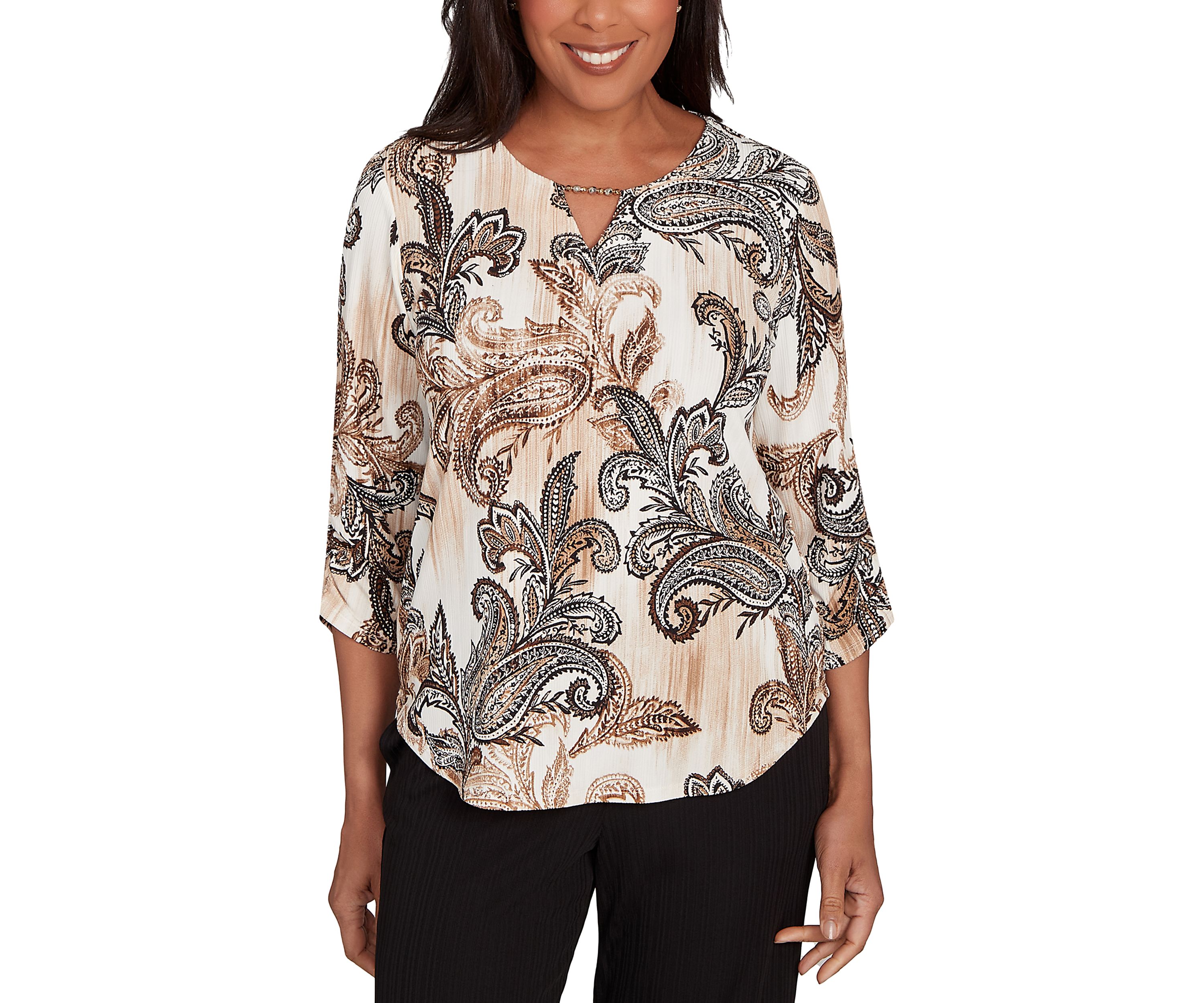 Womens Business As Usual Paisley Texture Top