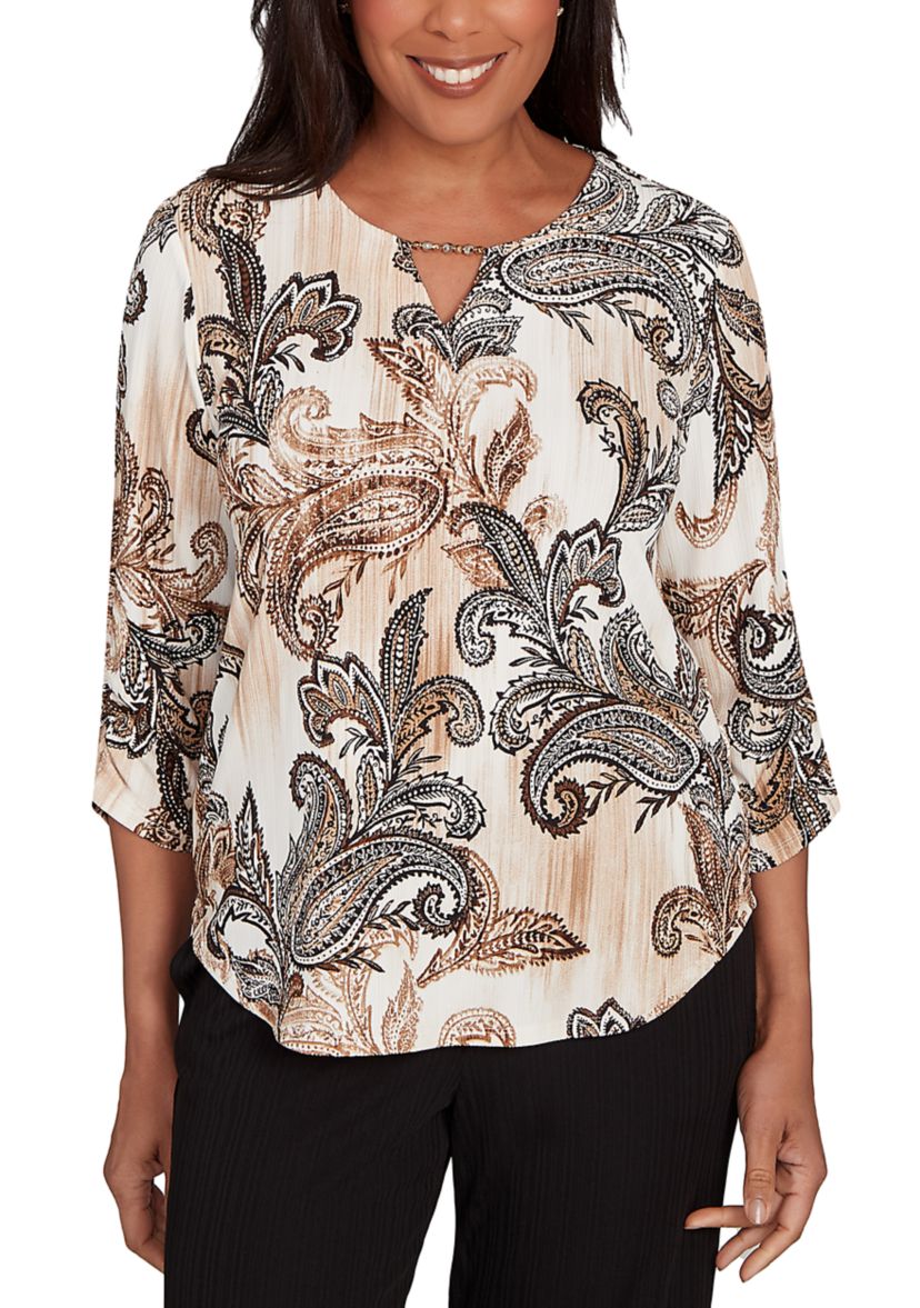 Womens Business As Usual Paisley Texture Top