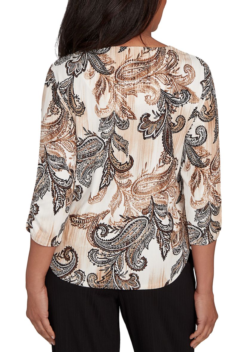 Womens Business As Usual Paisley Texture Top