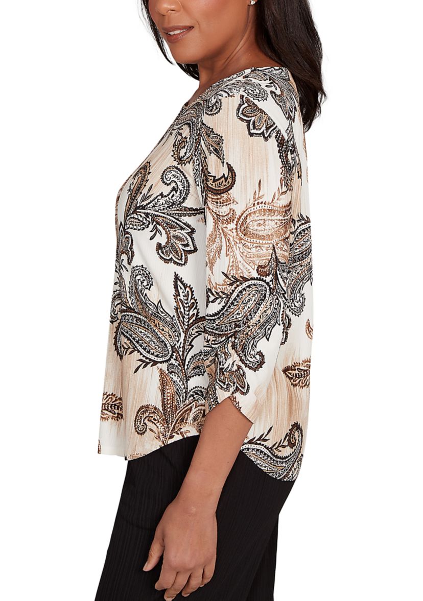Womens Business As Usual Paisley Texture Top