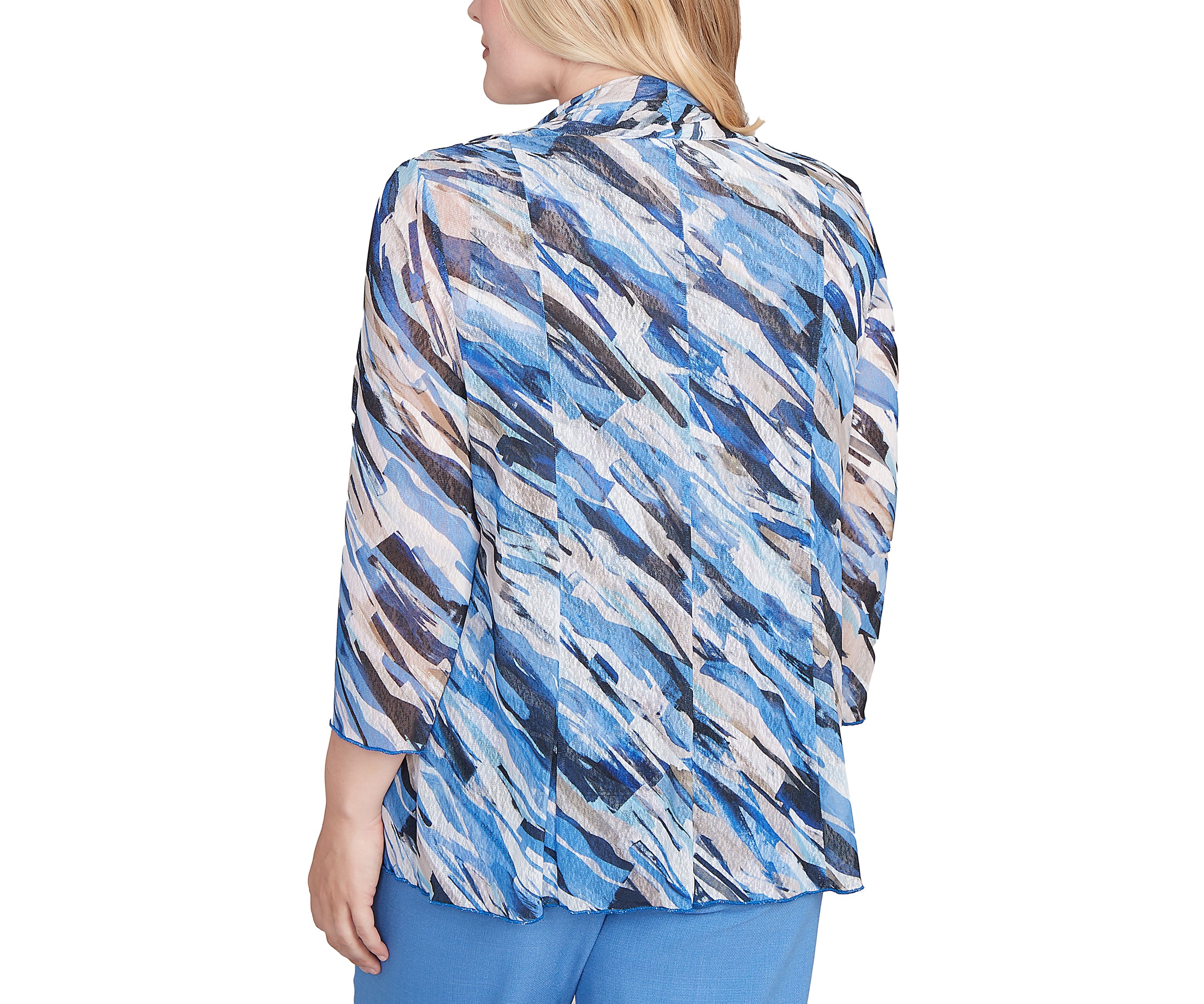 Womens  Business As Usual Texture Mesh Print Two In One Top