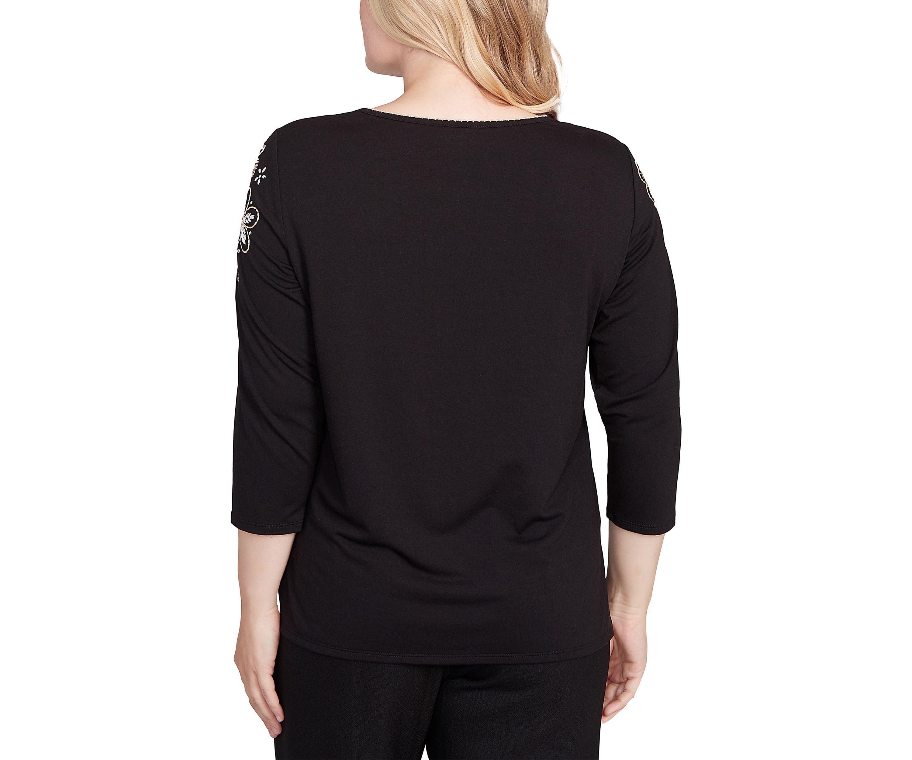 Womens Business As Usual Embroidered Floral Yoke Top
