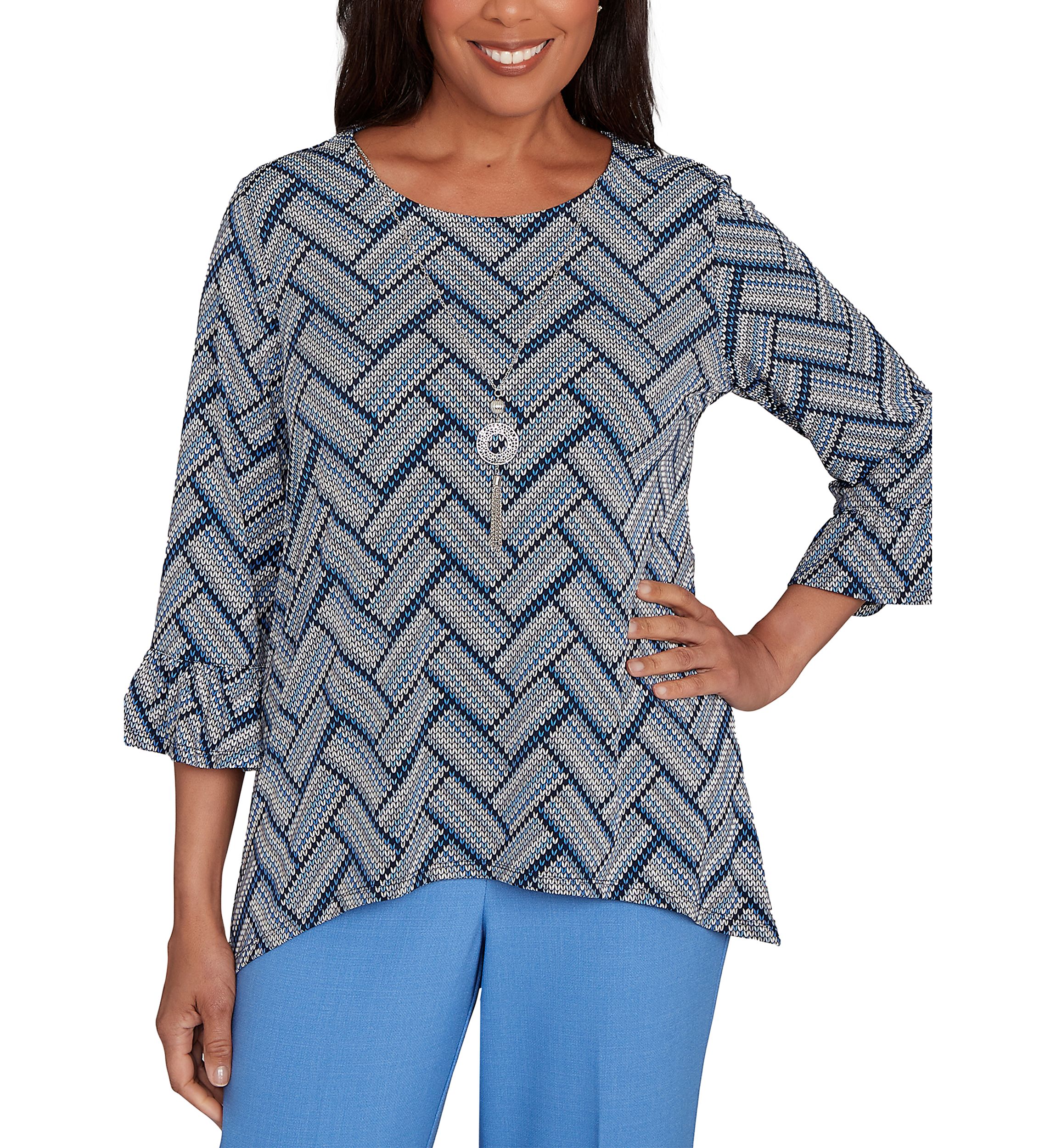 Womens  Business As Usual Chevron Texture Top