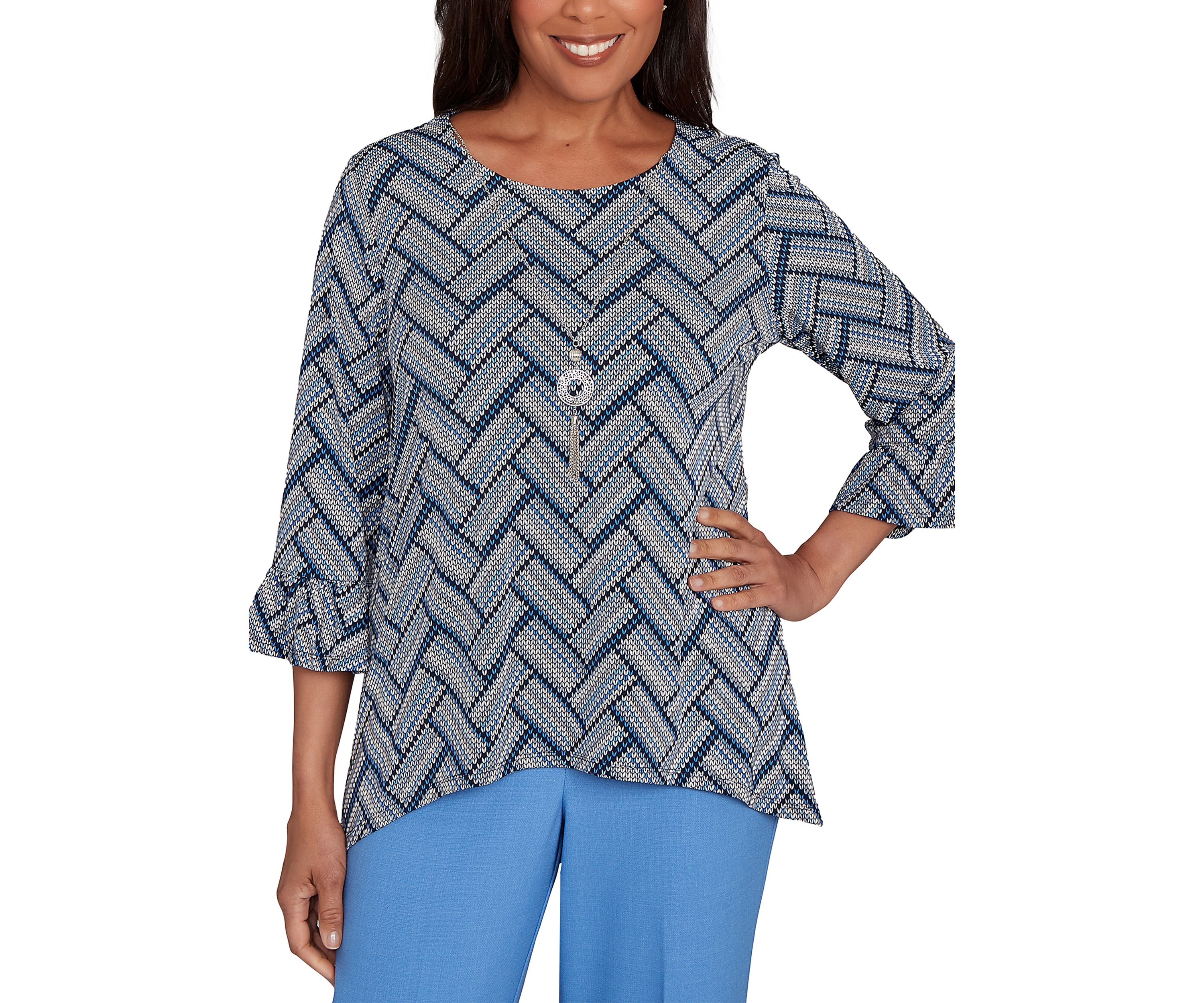 Womens  Business As Usual Chevron Texture Top