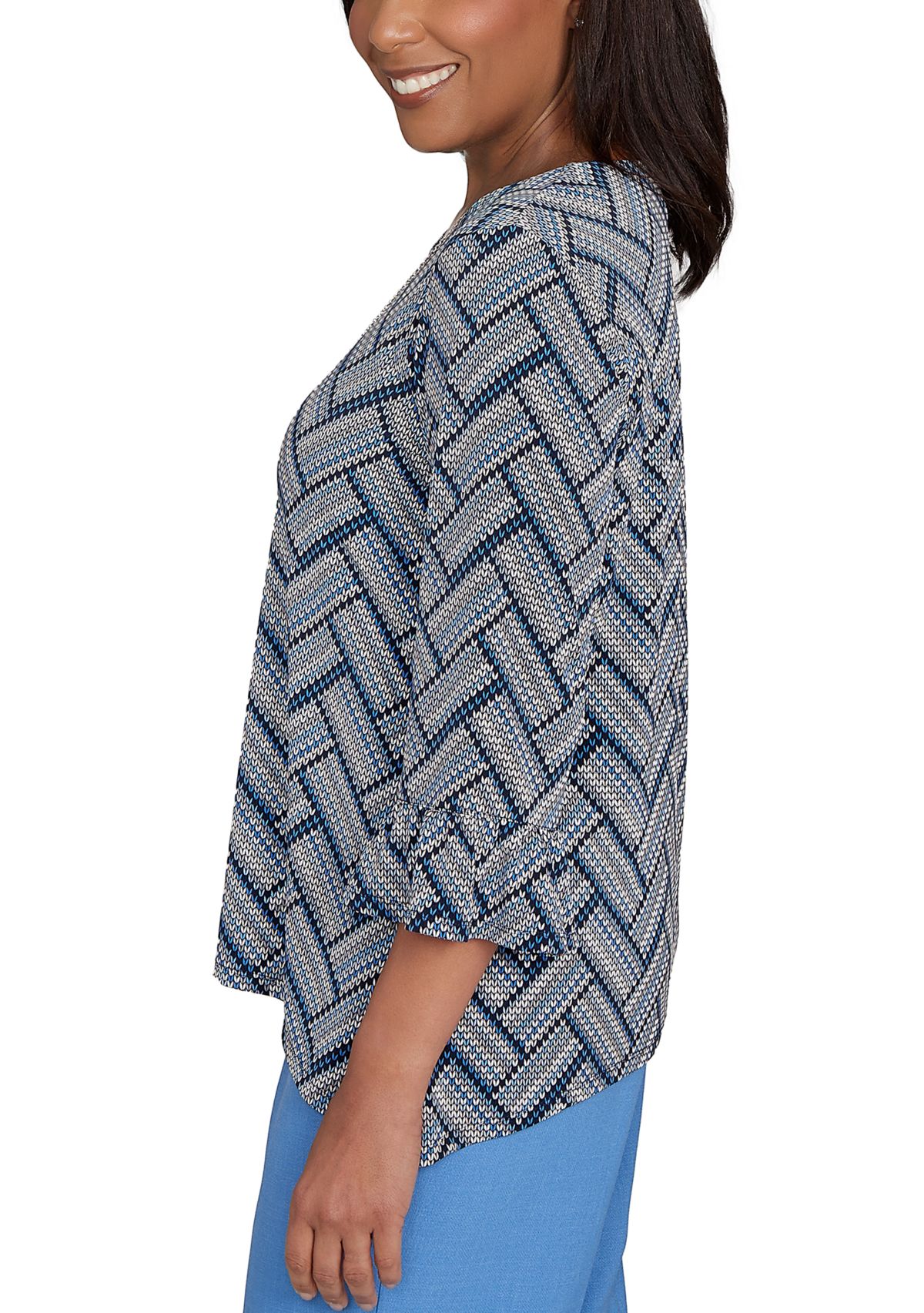 Womens  Business As Usual Chevron Texture Top