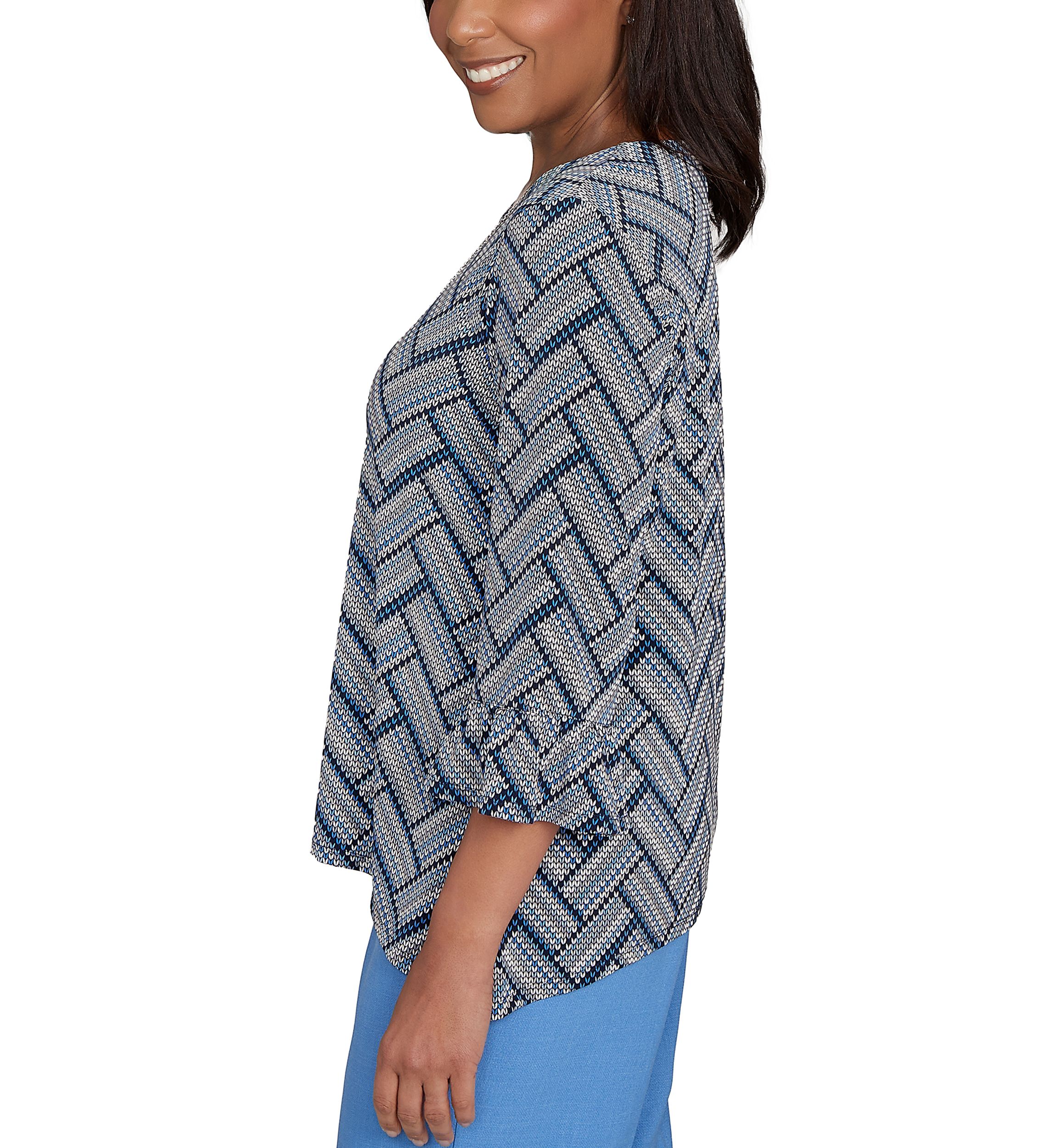 Womens  Business As Usual Chevron Texture Top