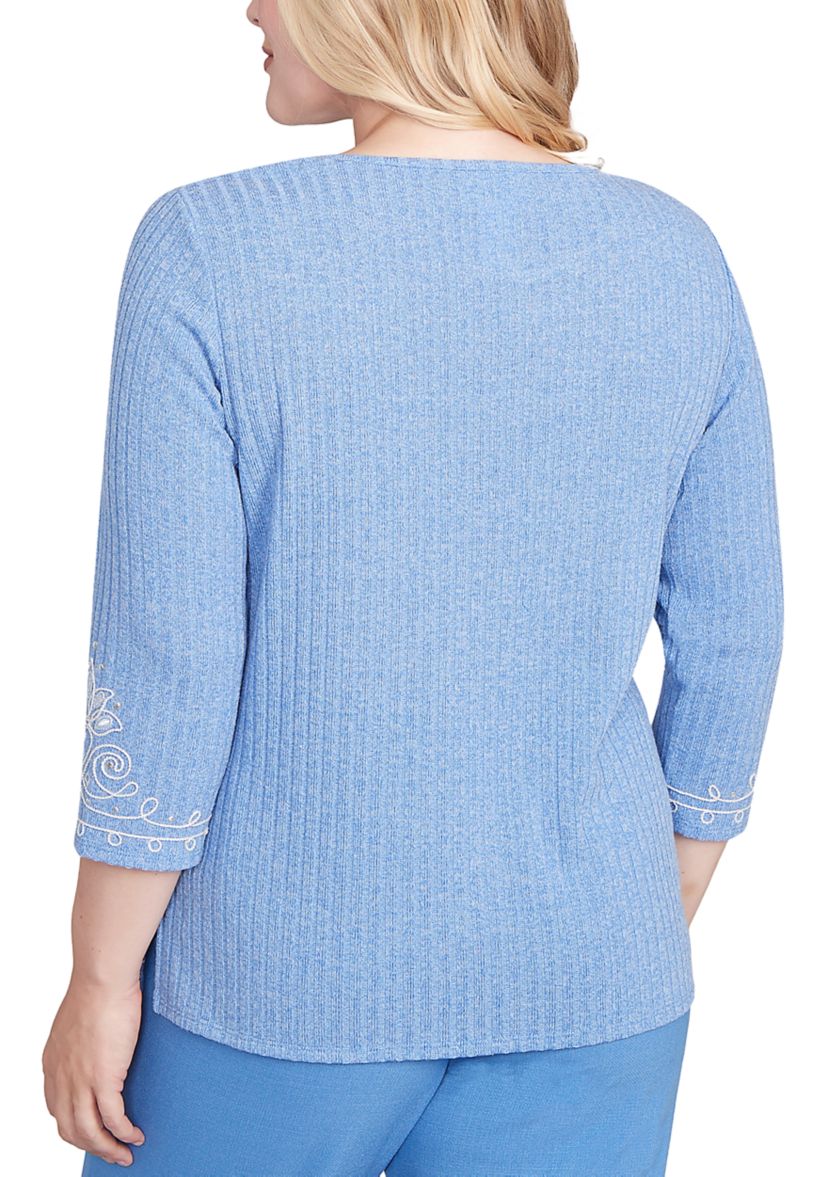 Womens Business As Usual Border Medallion Embroidery Top