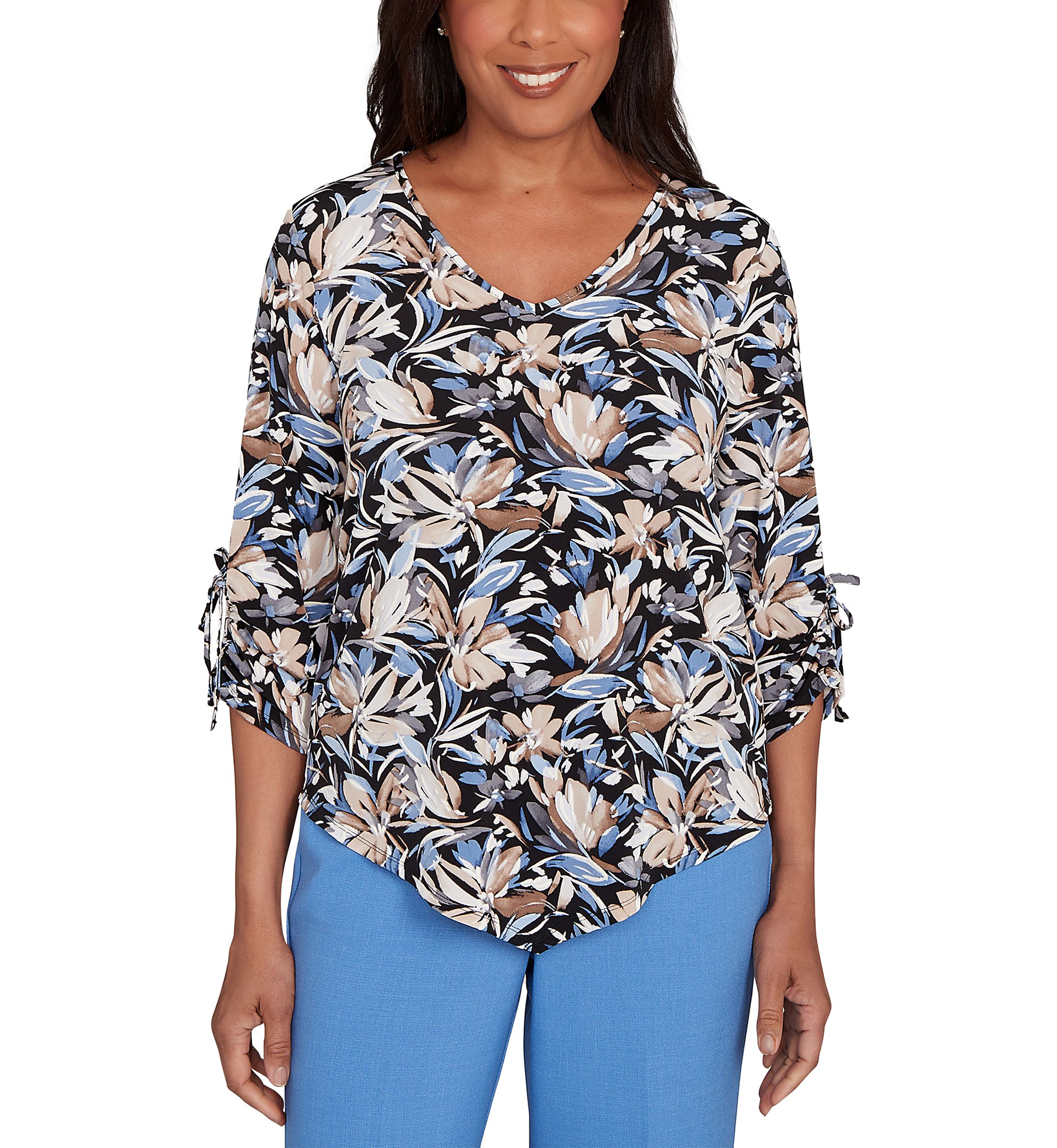 Womens  Business As Usual Brushstroke Floral Top