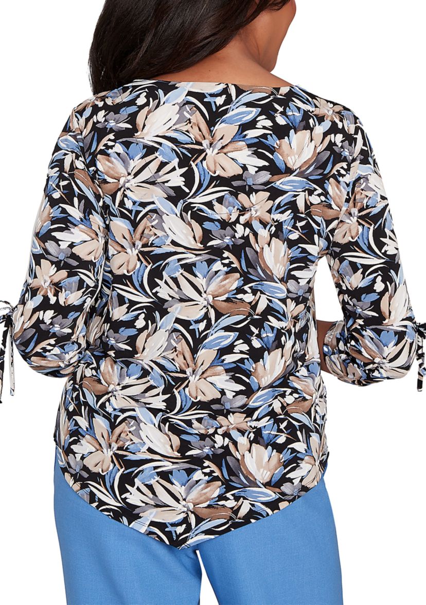 Womens  Business As Usual Brushstroke Floral Top