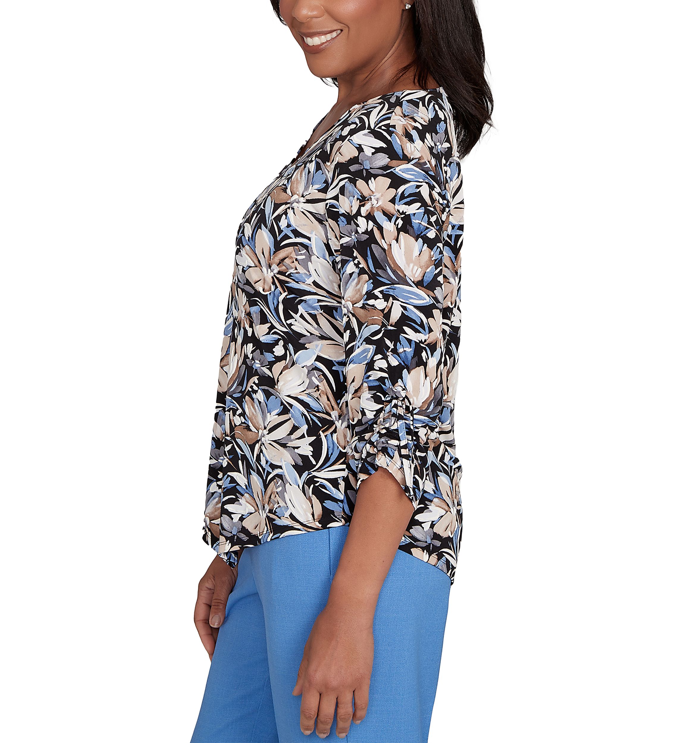 Womens  Business As Usual Brushstroke Floral Top