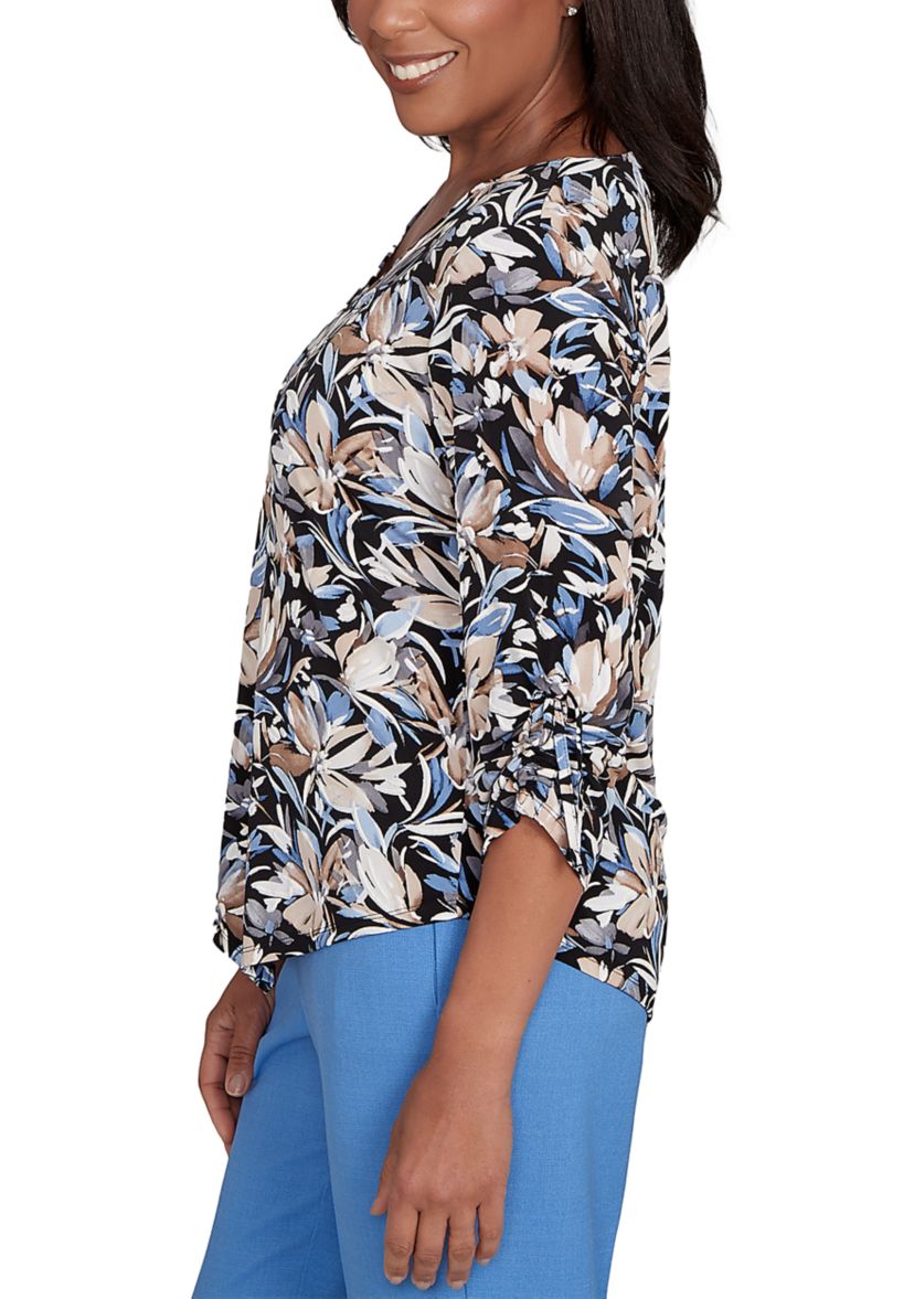 Womens  Business As Usual Brushstroke Floral Top