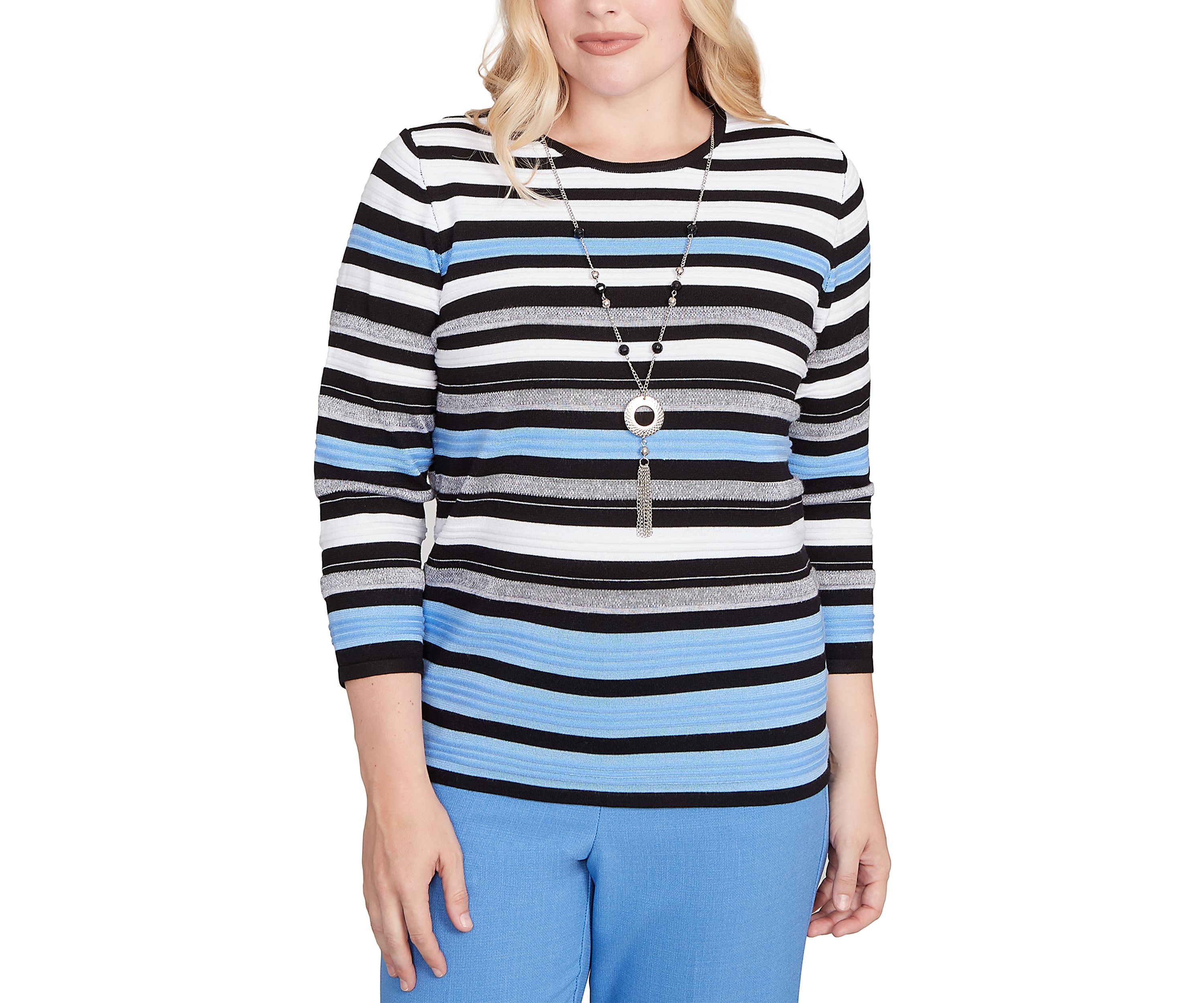 Womens Business As Usual Texture Stripe Top