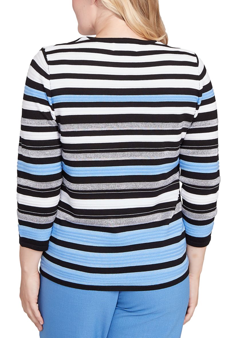 Womens Business As Usual Texture Stripe Top