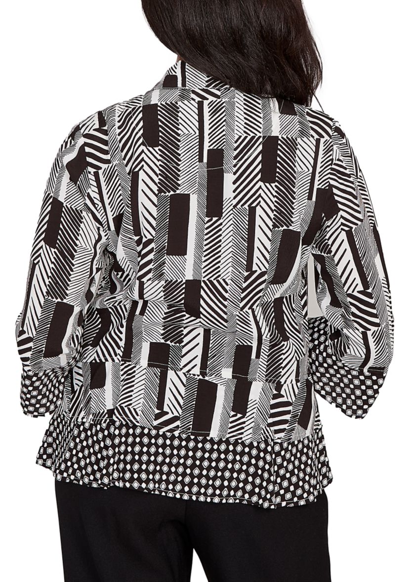 Petite Business As Usual Zebra Geo Twin Print Top