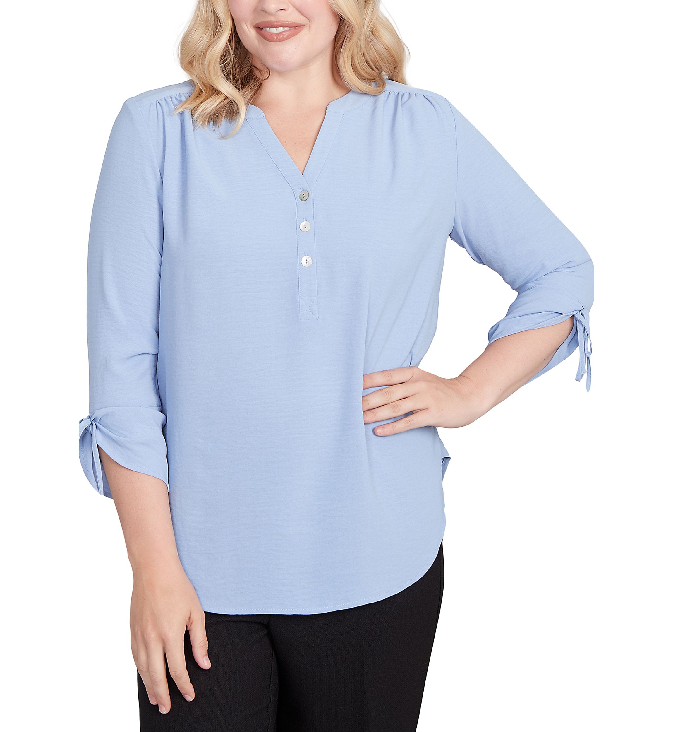 Petite Business As Usual Crinkle Texture Top