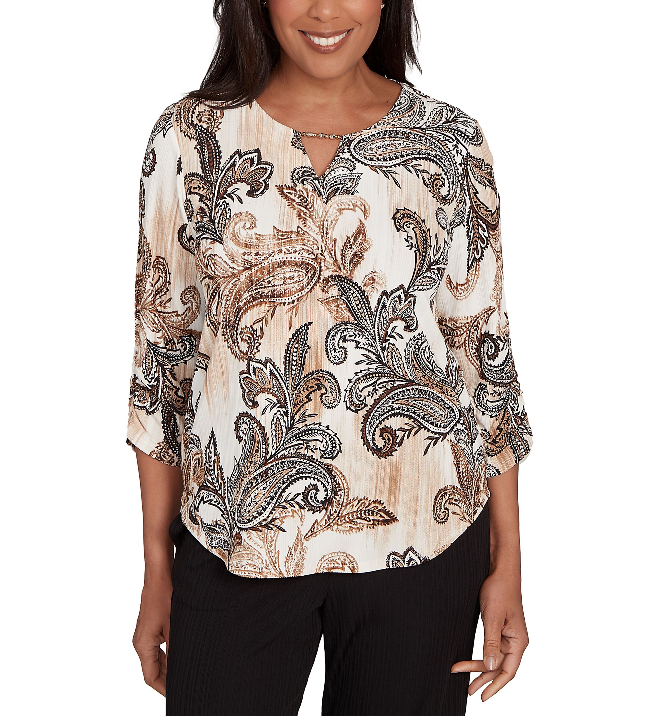 Petite Business As Usual Paisley Texture Top