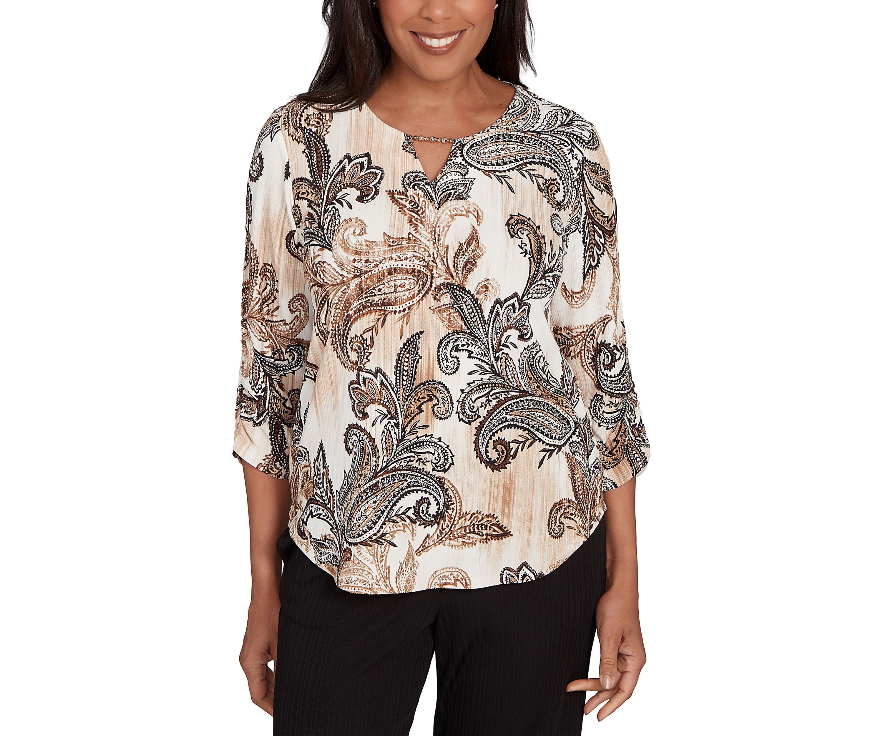 Petite Business As Usual Paisley Texture Top