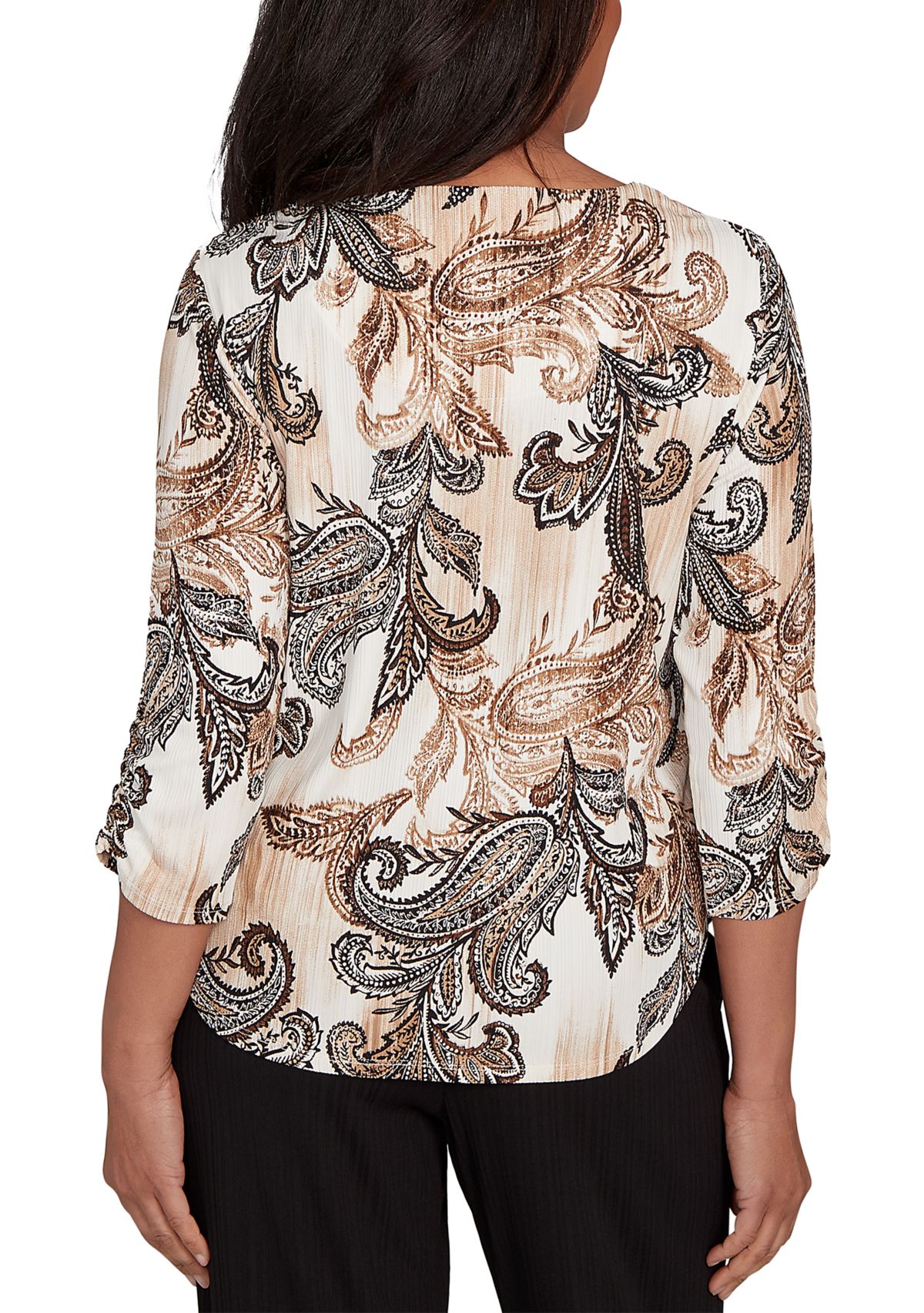 Petite Business As Usual Paisley Texture Top