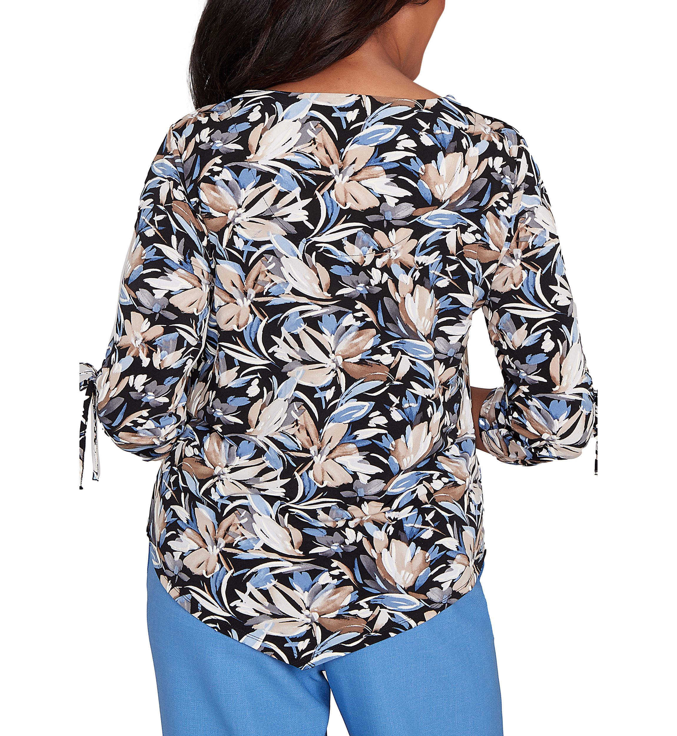 Petite Business As Usual Brushstroke Floral Top