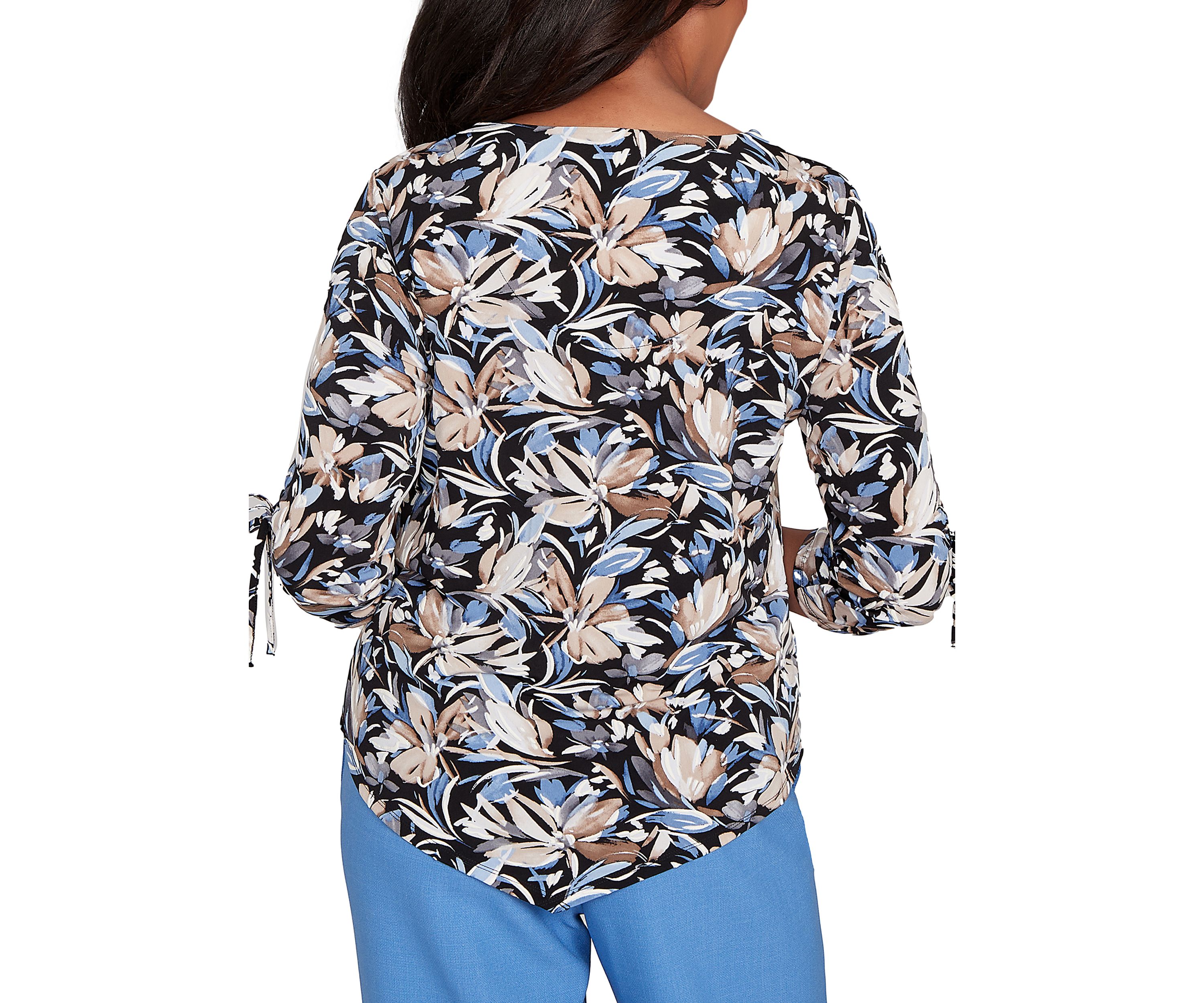 Petite Business As Usual Brushstroke Floral Top