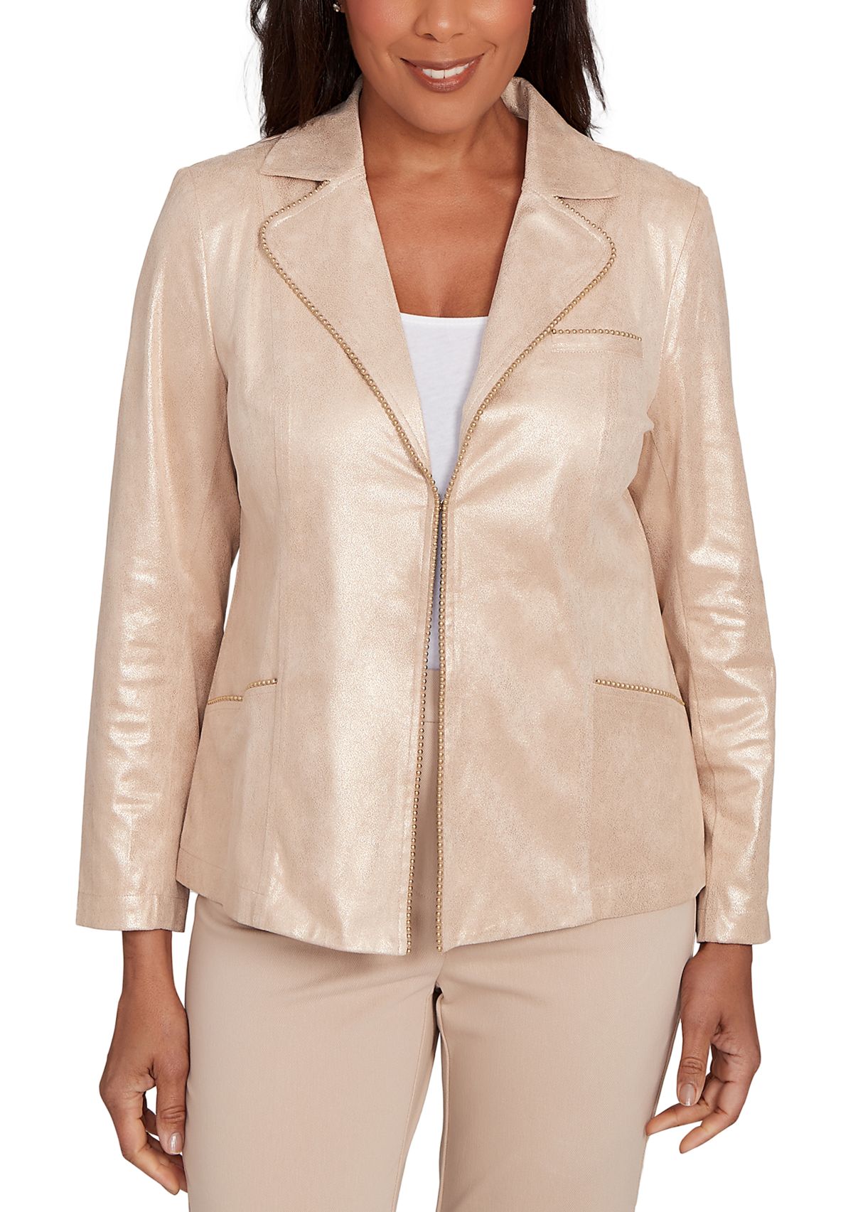 Womens Urban Legend Shimmer Faux Suede Jacket