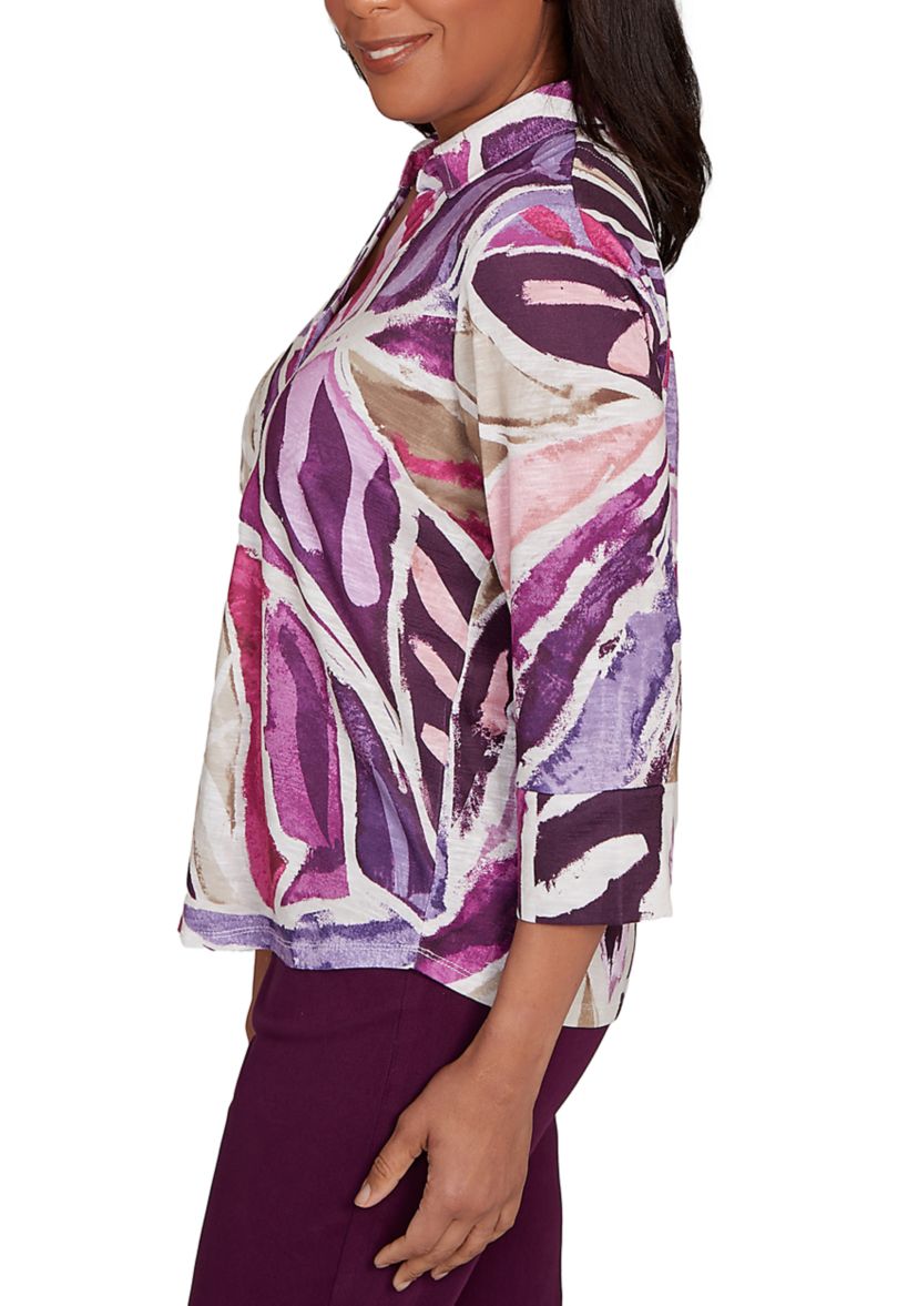 Womens Missy Urban Legend Abstract Patchwork Shirt